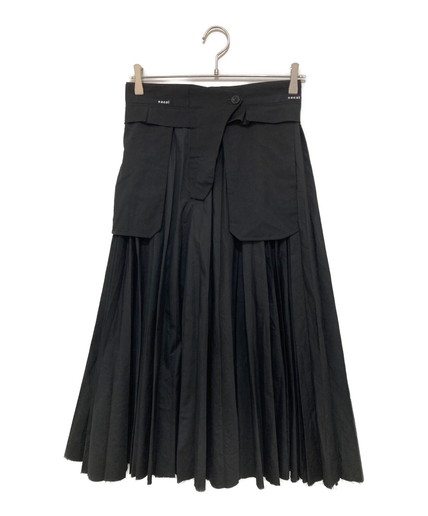 sacai (サカイ) プリーツカットオフスカート ブラック サイズ:1