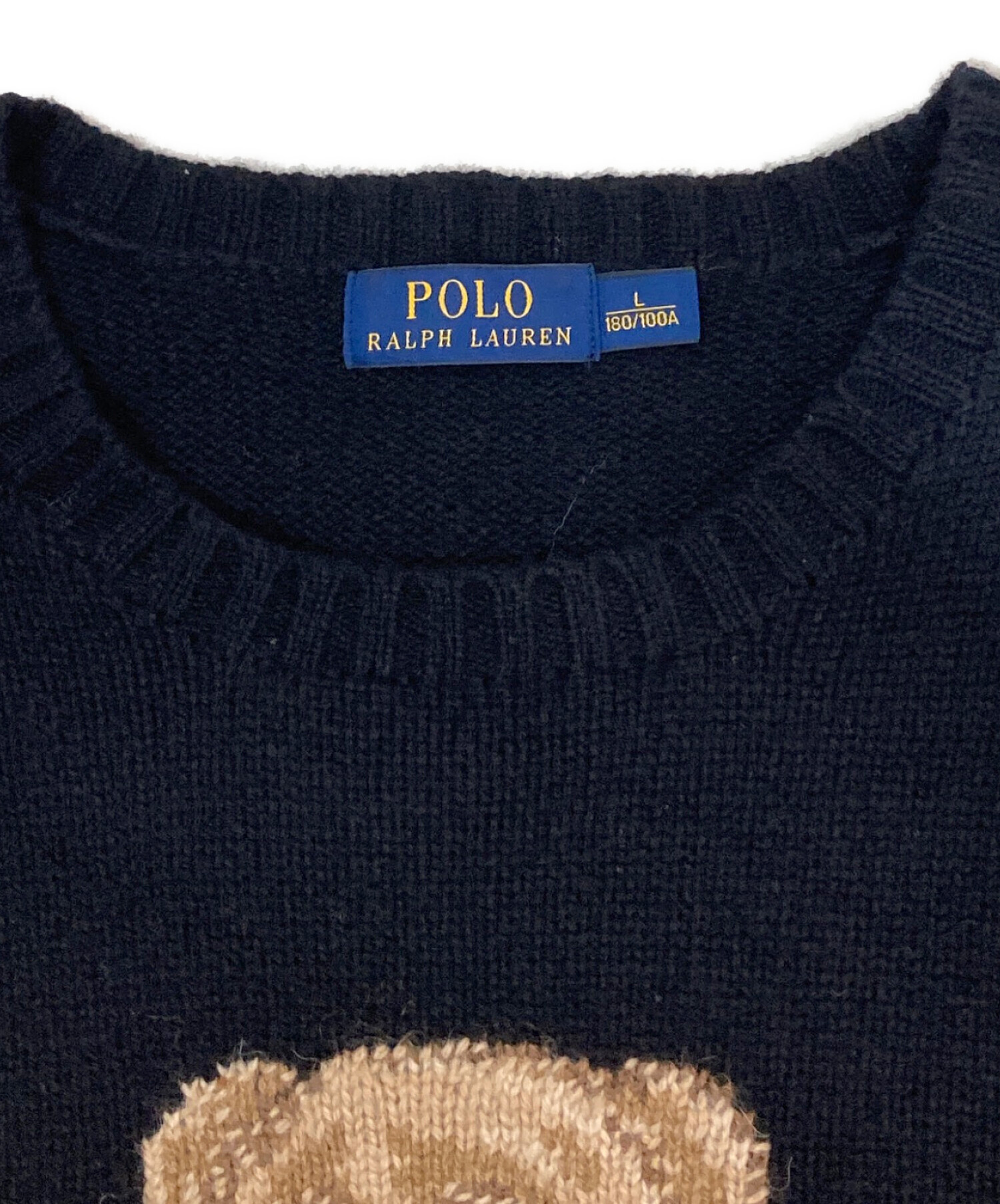 POLO RALPH LAUREN (ポロ・ラルフローレン) ポロベアタキシードニット ブラック サイズ:L