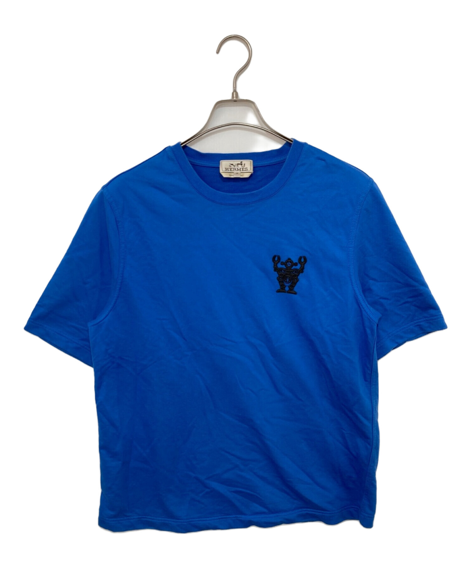 HERMES (エルメス) ロボットロゴTシャツ ブルー サイズ:XS