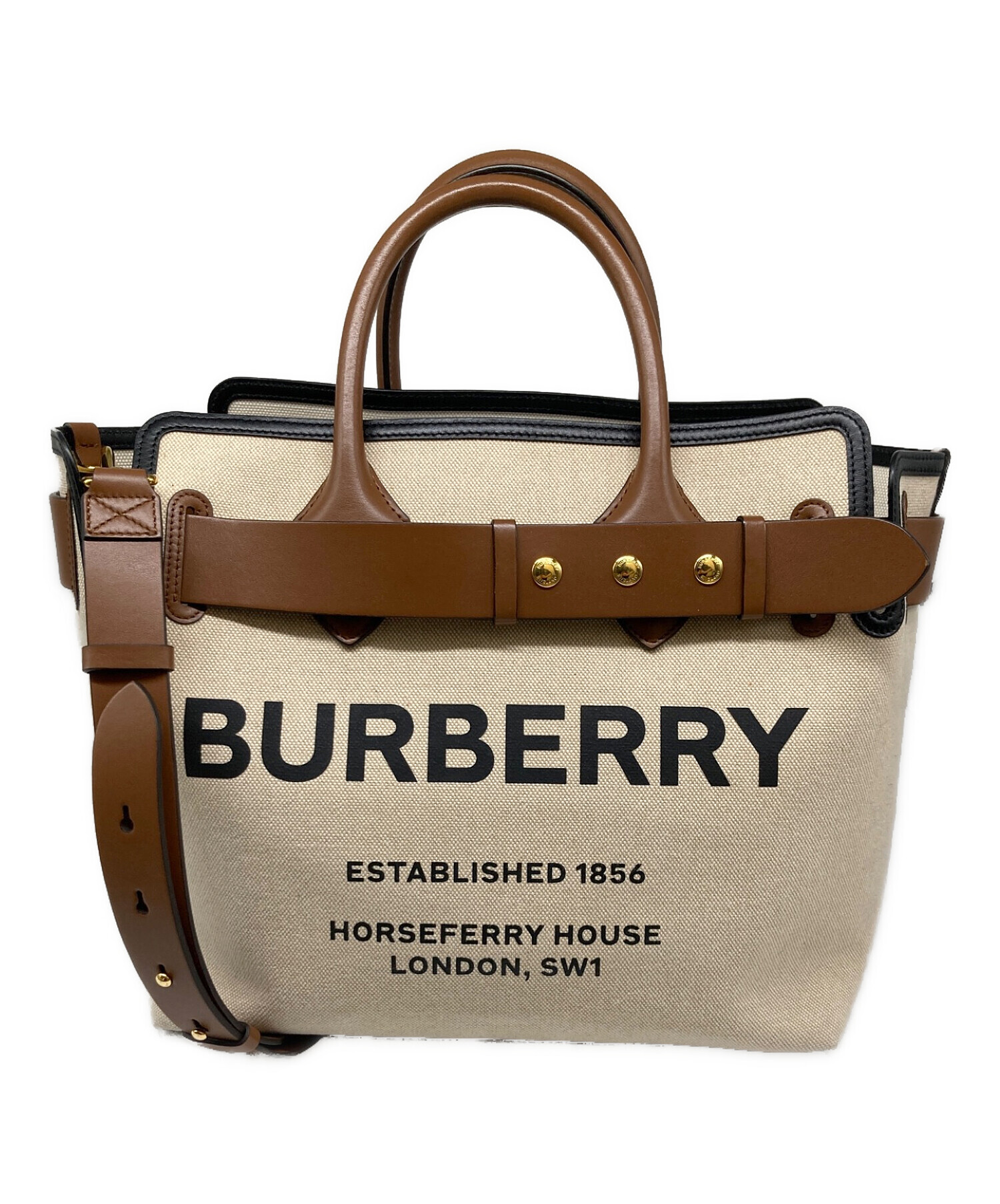 BURBERRY LONDON (バーバリーロンドン) ロゴベルトトートバッグ ベージュ