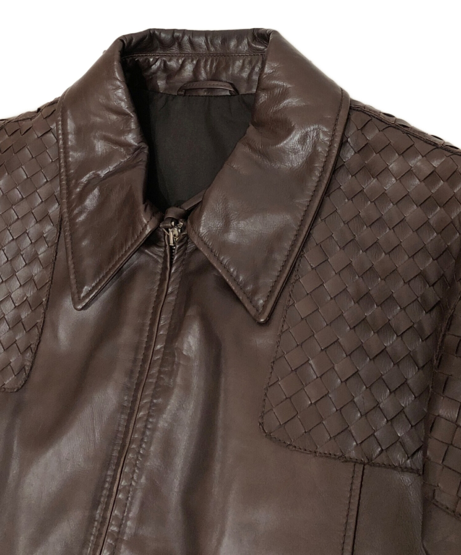 中古・古着通販】BOTTEGA VENETA (ボッテガベネタ) レザージャケット ブラウン サイズ:48｜ブランド・古着通販  トレファク公式【TREFAC FASHION】スマホサイト