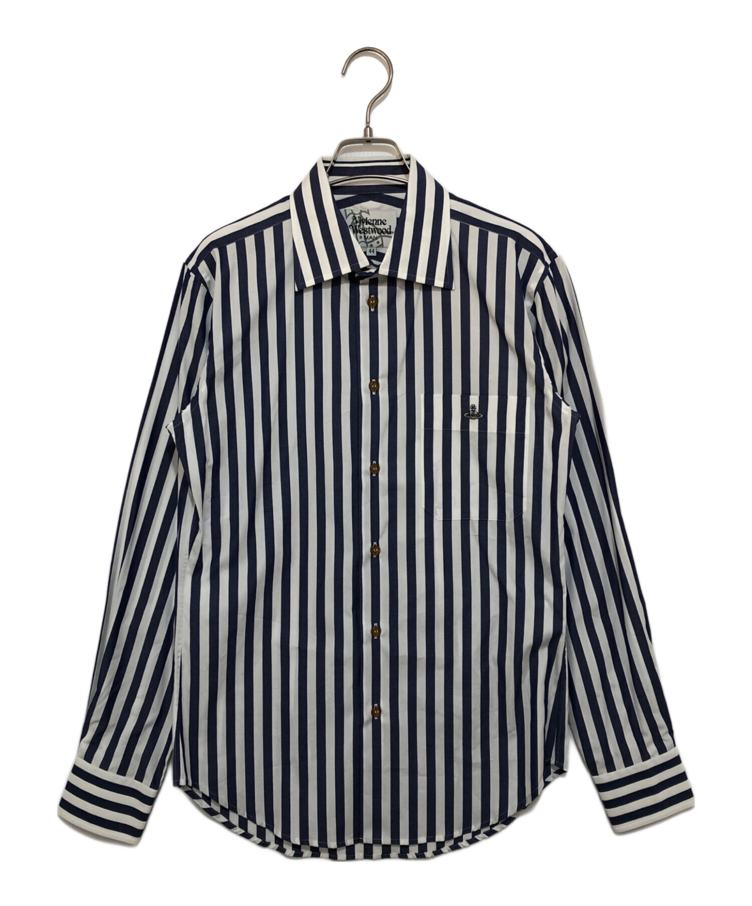 中古・古着通販】Vivienne Westwood man (ヴィヴィアン ウェストウッド マン) ワンポイントロゴストライプシャツ ブルー  サイズ:44｜ブランド・古着通販 トレファク公式【TREFAC FASHION】スマホサイト