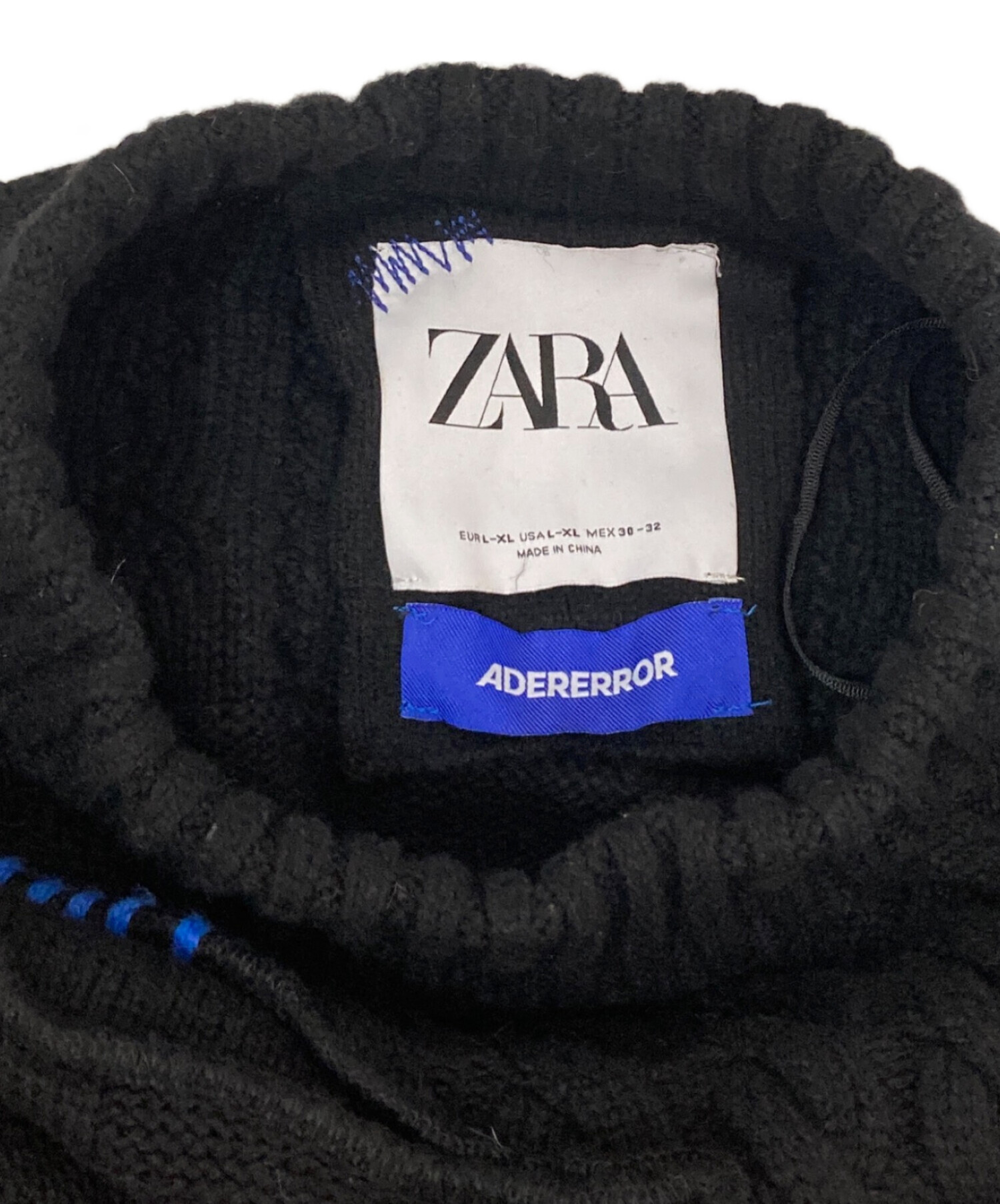 ZARA (ザラ) ADER error (アーダーエラー) パッチワークニットセーター ブラック サイズ:L