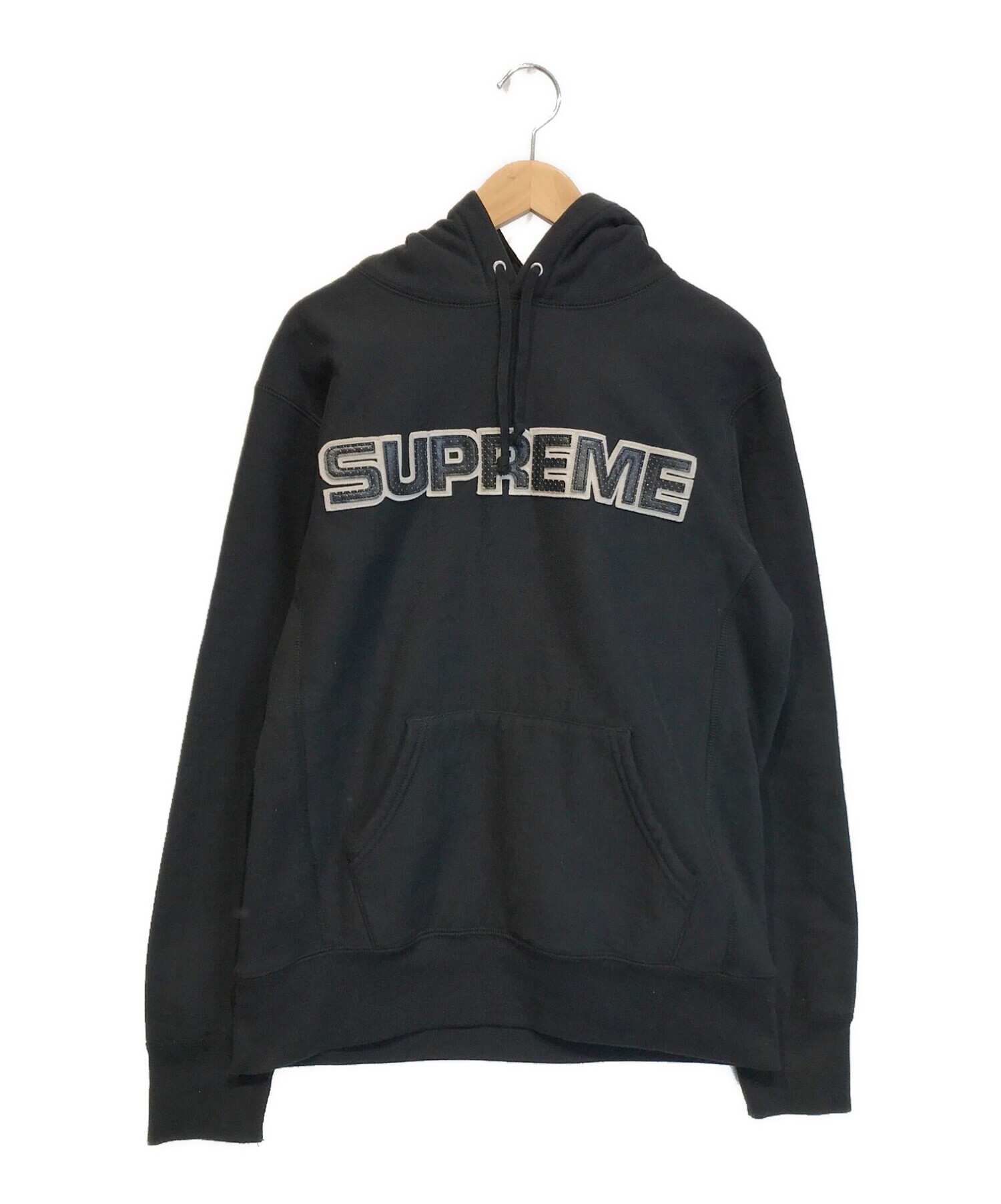 SUPREME (シュプリーム) Perforated Leather Hooded Sweatshirt ブラック サイズ:-