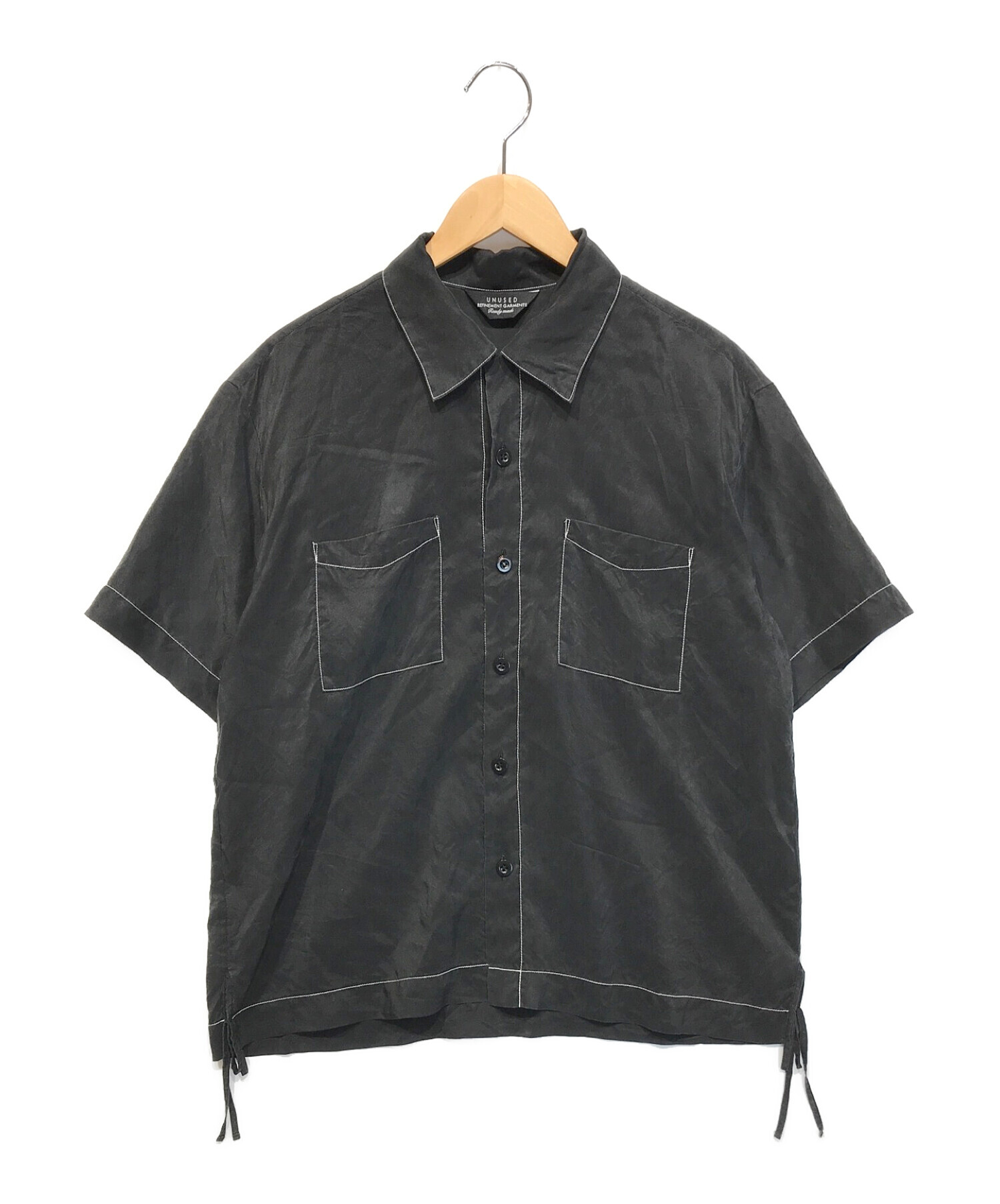 UNUSED (アンユーズド) ショートスリーブシルクシャツ ブラック サイズ:1