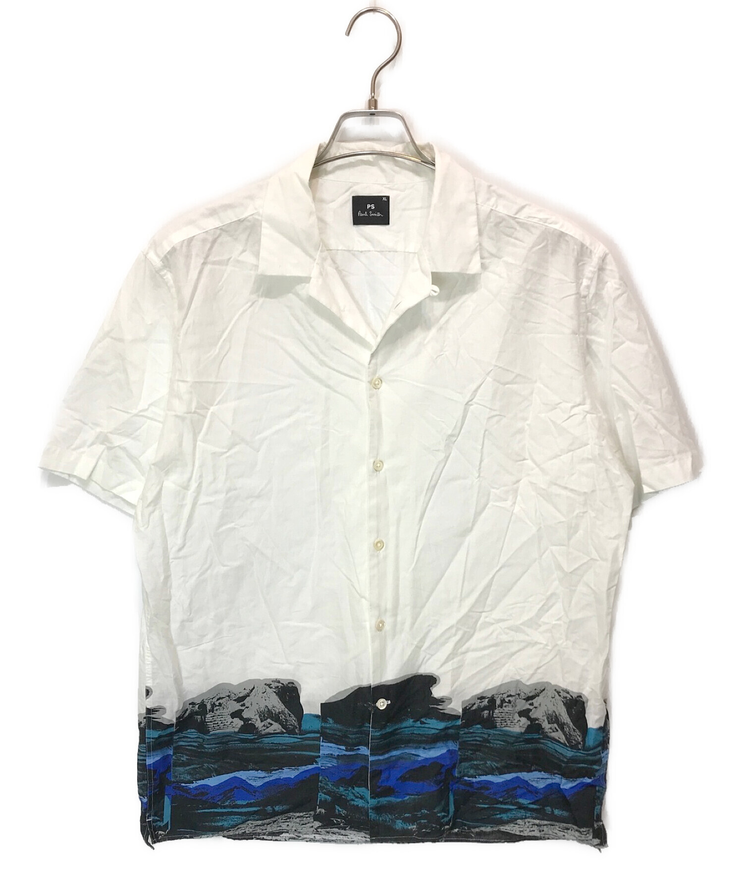 PAUL SMITH (ポールスミス) S/Sプリントシャツ ホワイト サイズ:XL