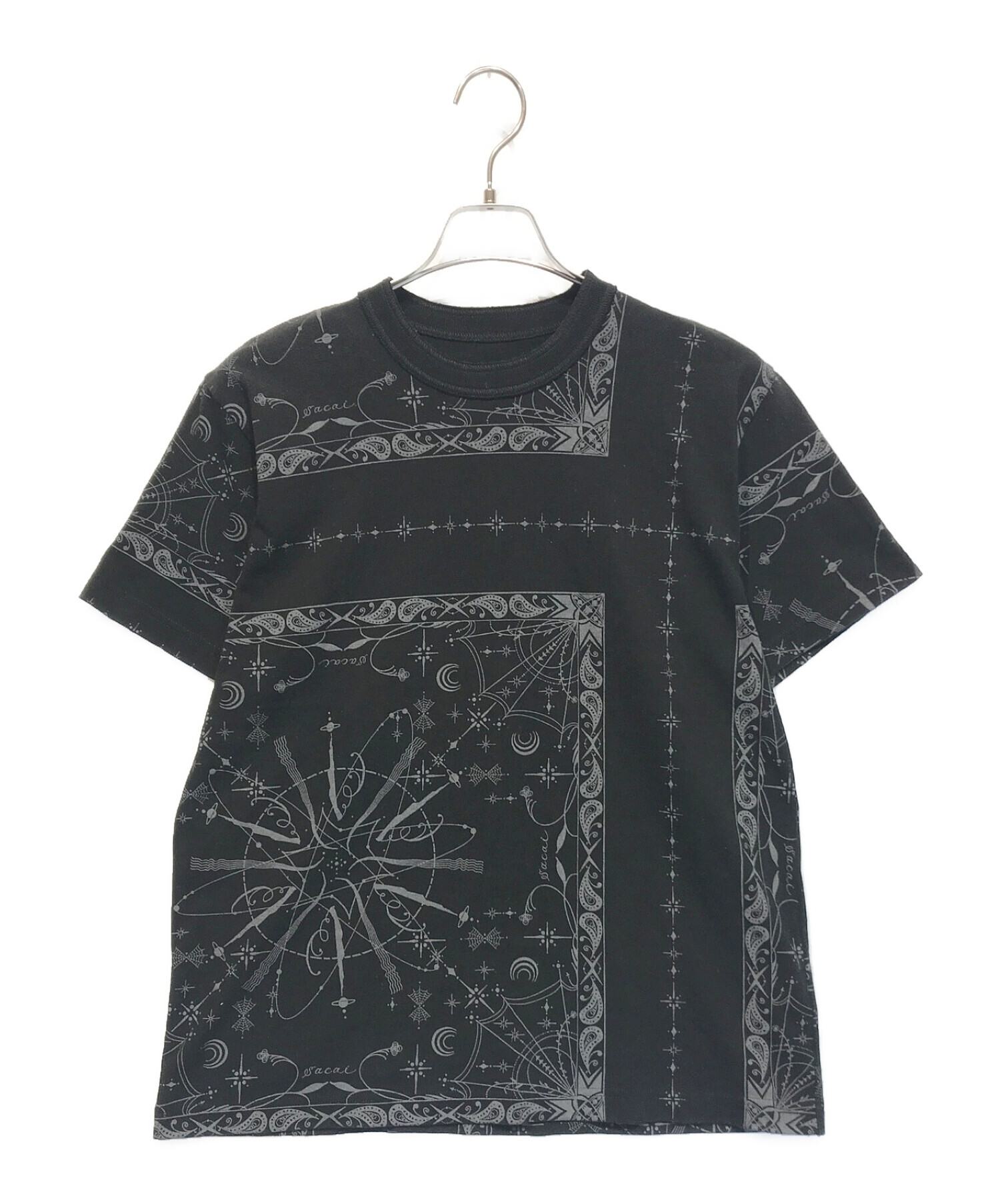 sacai×Dr.Woo (サカイ×ドクター・ウー) Bandana PRINT T-SHIRT ブラック サイズ:1