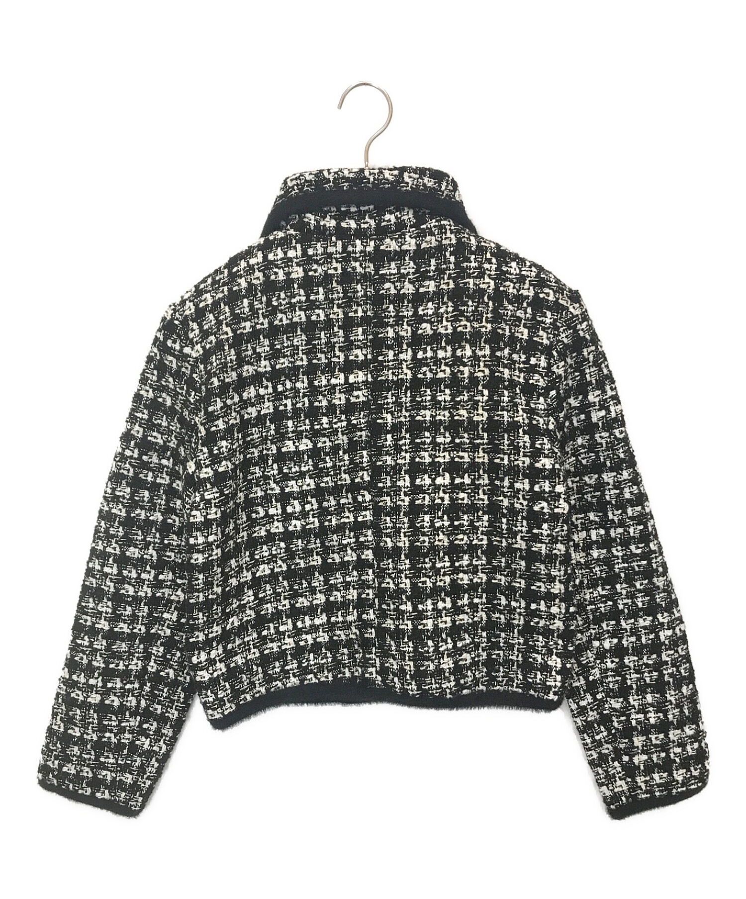 LA POMME PETIT (ラ ポミ プチ) RIBBON PIPING TWEED JACKET ホワイト×ブラック サイズ:S