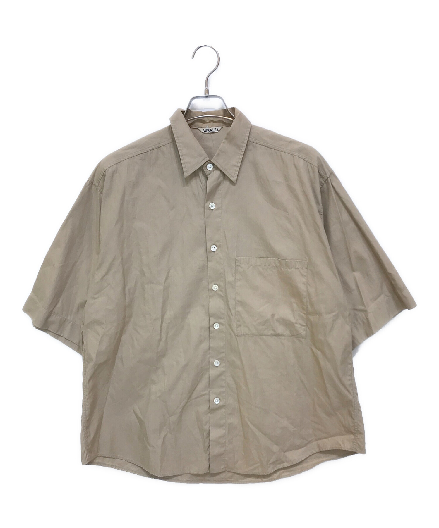 AURALEE (オーラリー) WASHED FINX TWILL HALF SLEEVED BIG SHIRTS ベージュ サイズ:5