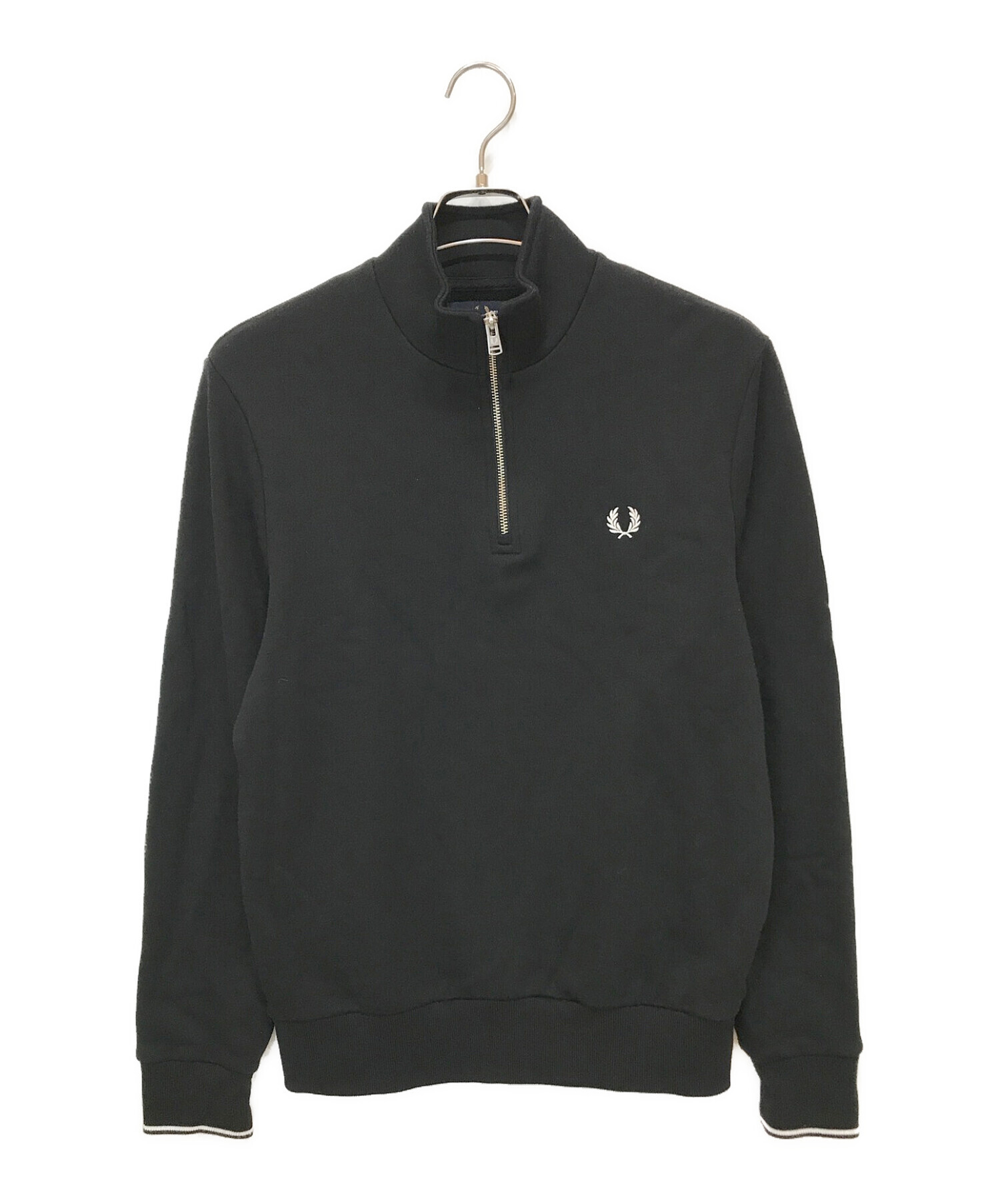 FRED PERRY (フレッドペリー) ハーフジップスウェットシャツ ブラック サイズ:M