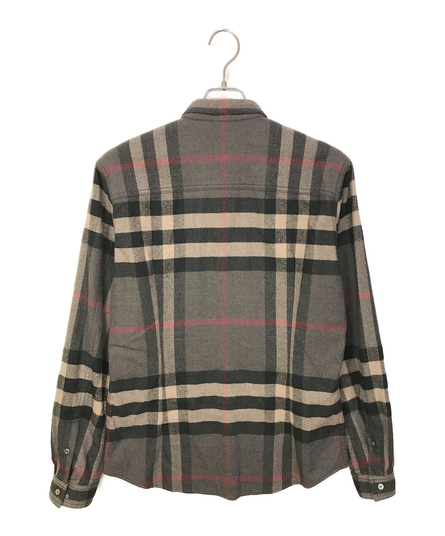 BURBERRY LONDON (バーバリー ロンドン) チェックウールシャツ ベージュ×グレー サイズ:40