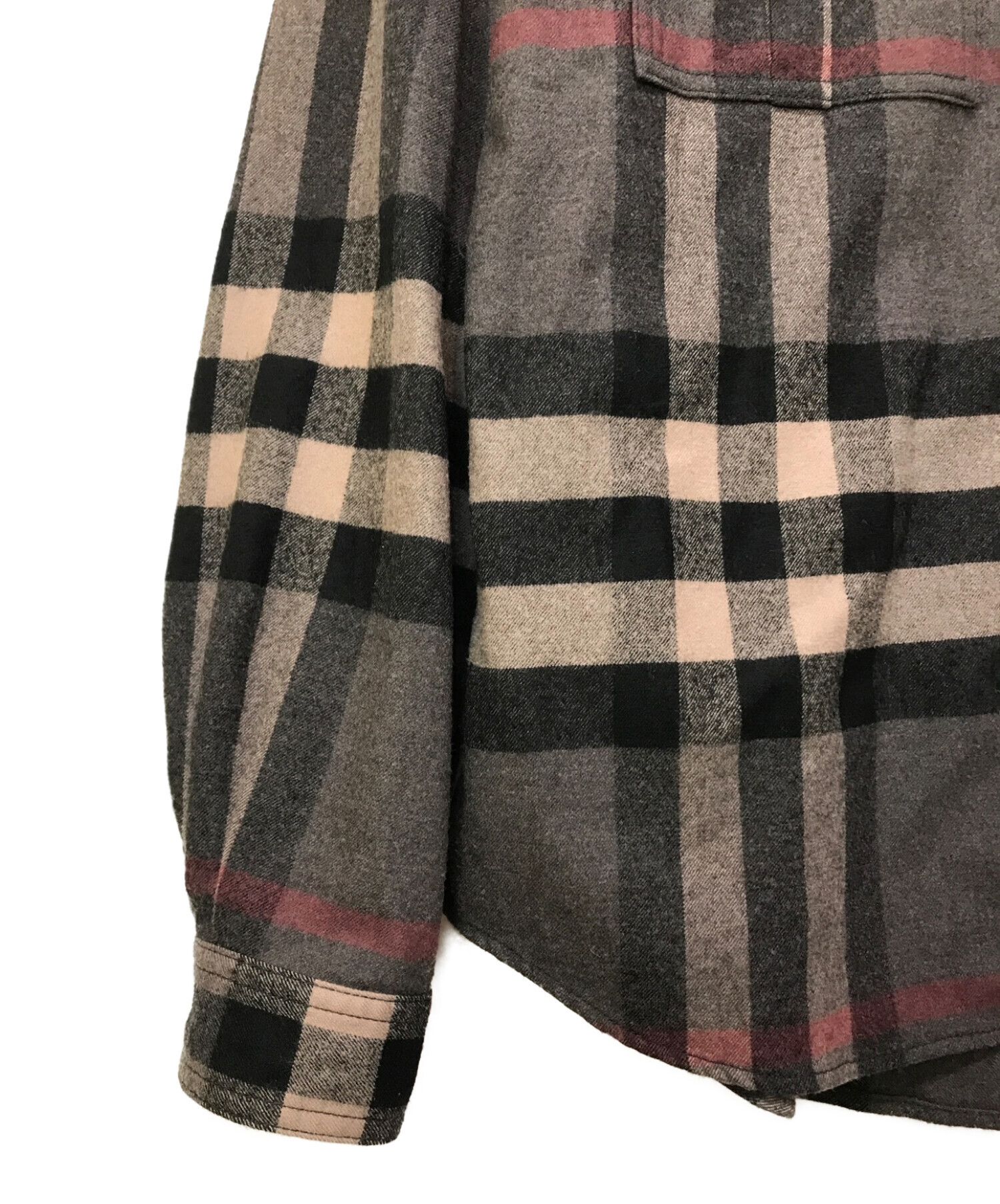 BURBERRY LONDON (バーバリー ロンドン) チェックウールシャツ ベージュ×グレー サイズ:40