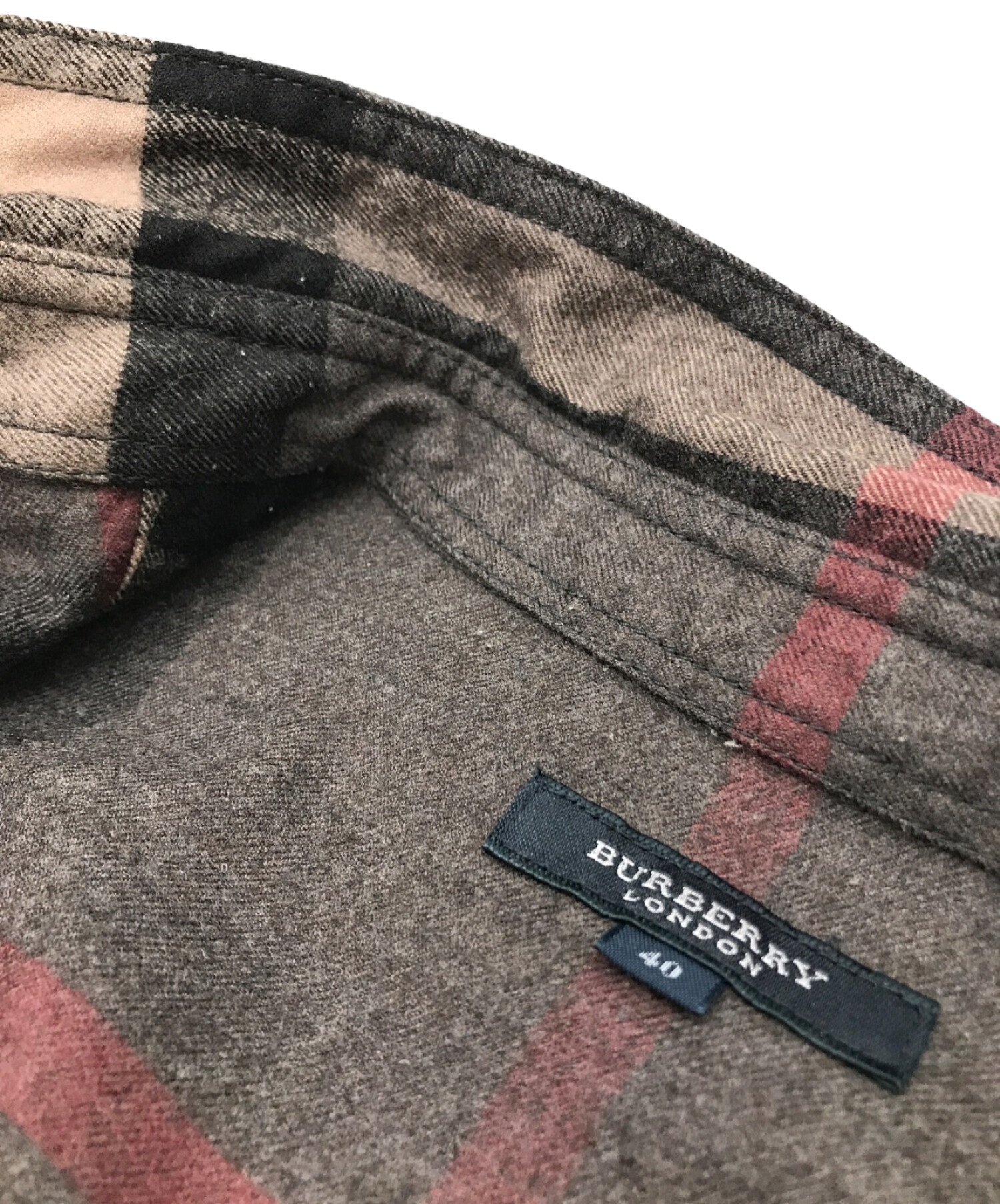 BURBERRY LONDON (バーバリー ロンドン) チェックウールシャツ ベージュ×グレー サイズ:40