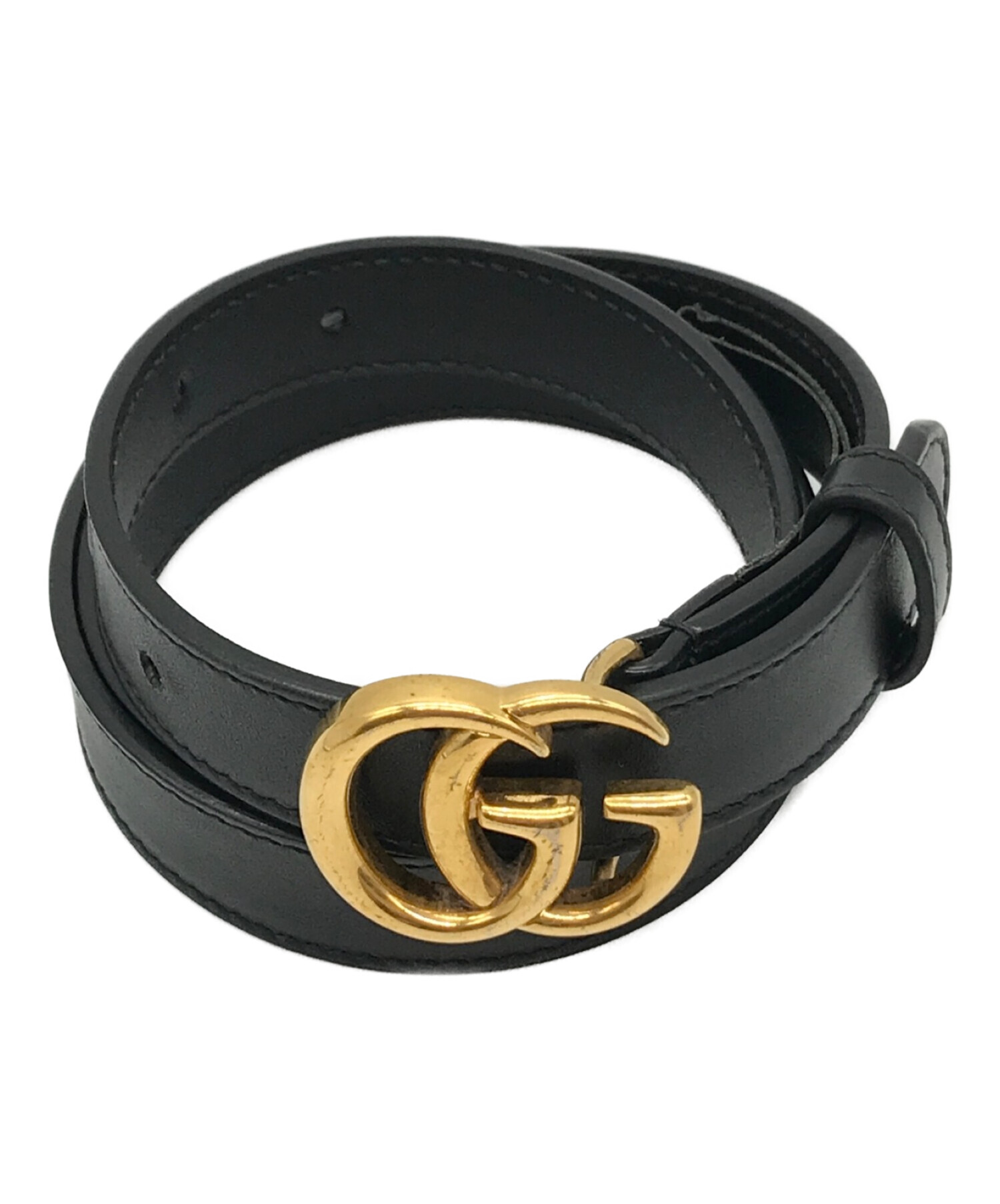 中古・古着通販】GUCCI (グッチ) GGマーモントレザーベルト ブラック