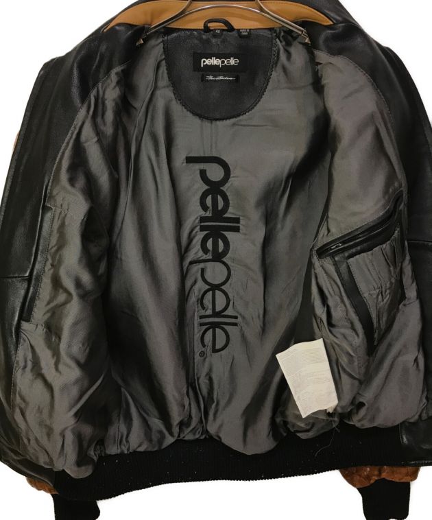 pellepelle (ペレペレ) レザージャケット ブラック×ブラウン サイズ:40