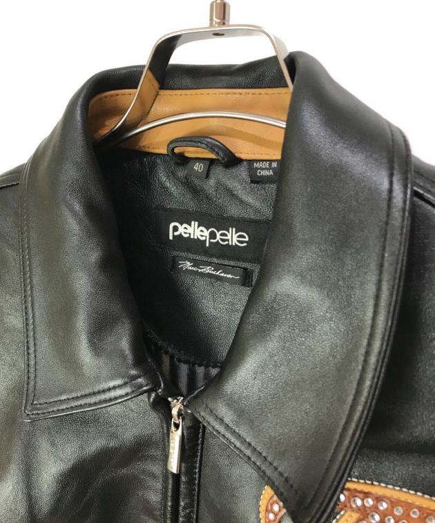 pellepelle (ペレペレ) レザージャケット ブラック×ブラウン サイズ:40