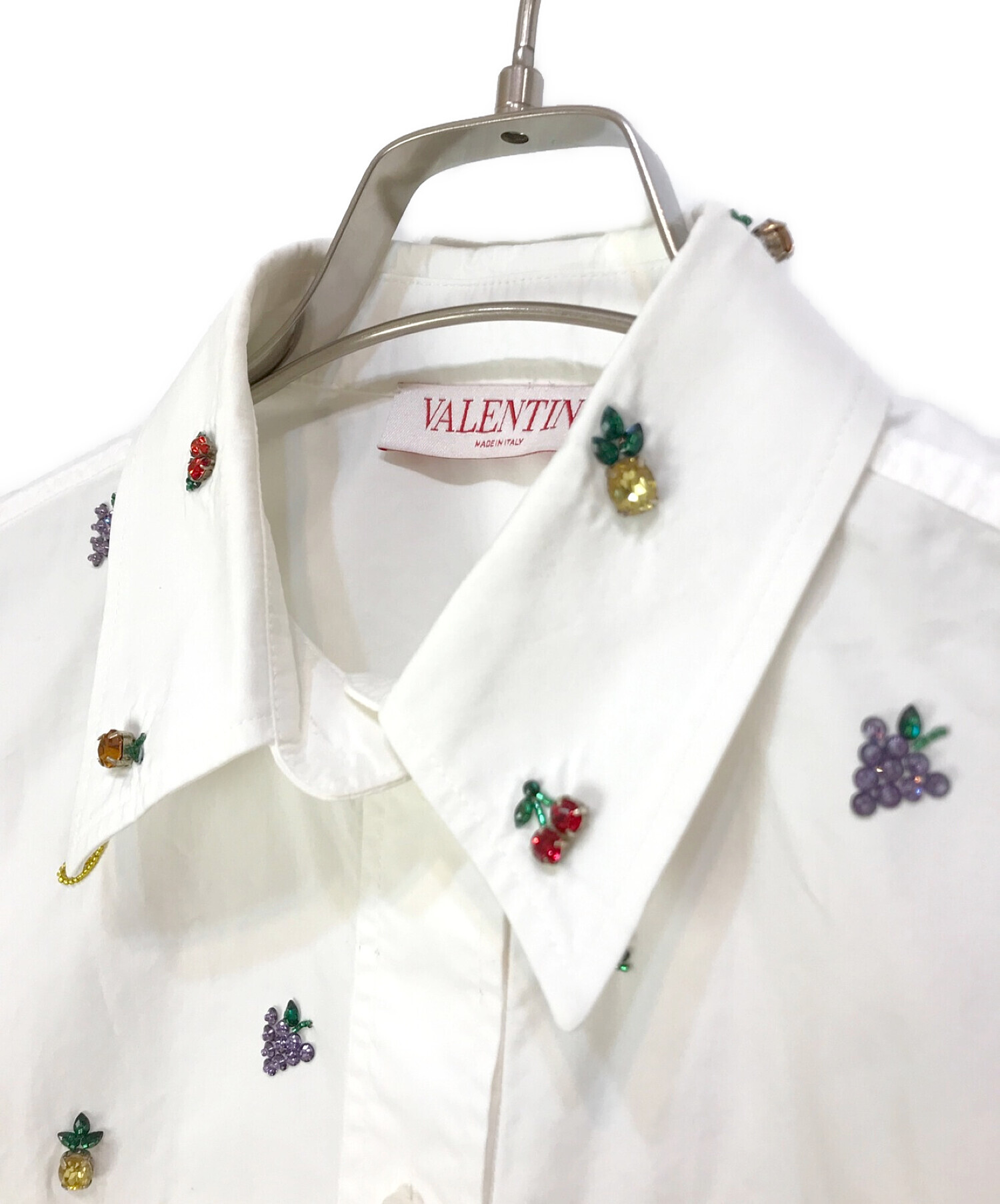 VALENTINO (ヴァレンティノ) フルーツビーズシャツ ホワイト サイズ:38