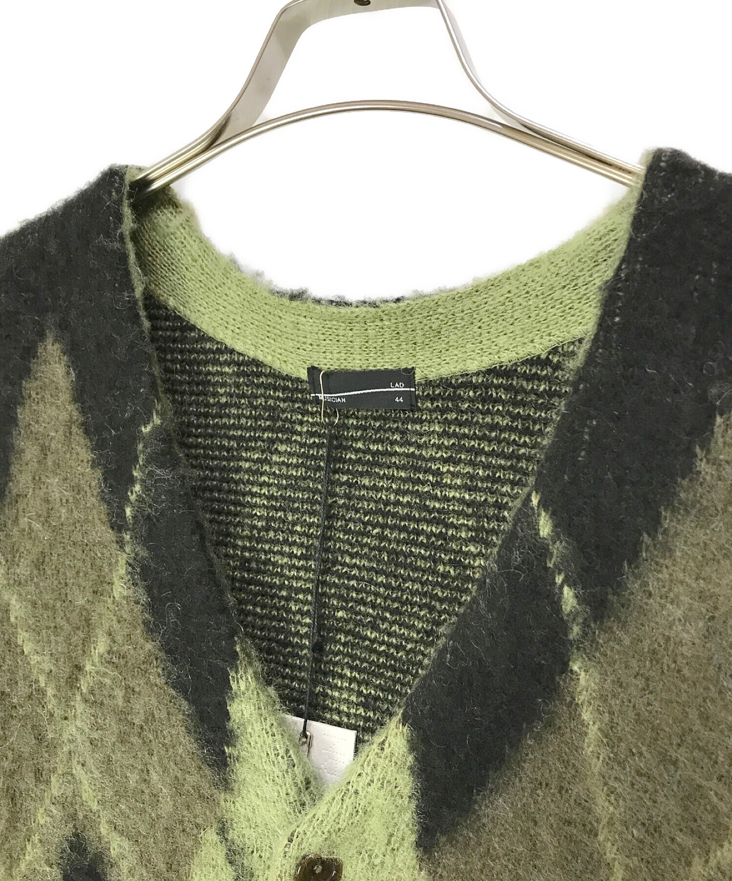 LAD MUSICIAN (ラッドミュージシャン) ARGYLE MOHAIR KNIT CARDIGAN グリーン サイズ:44