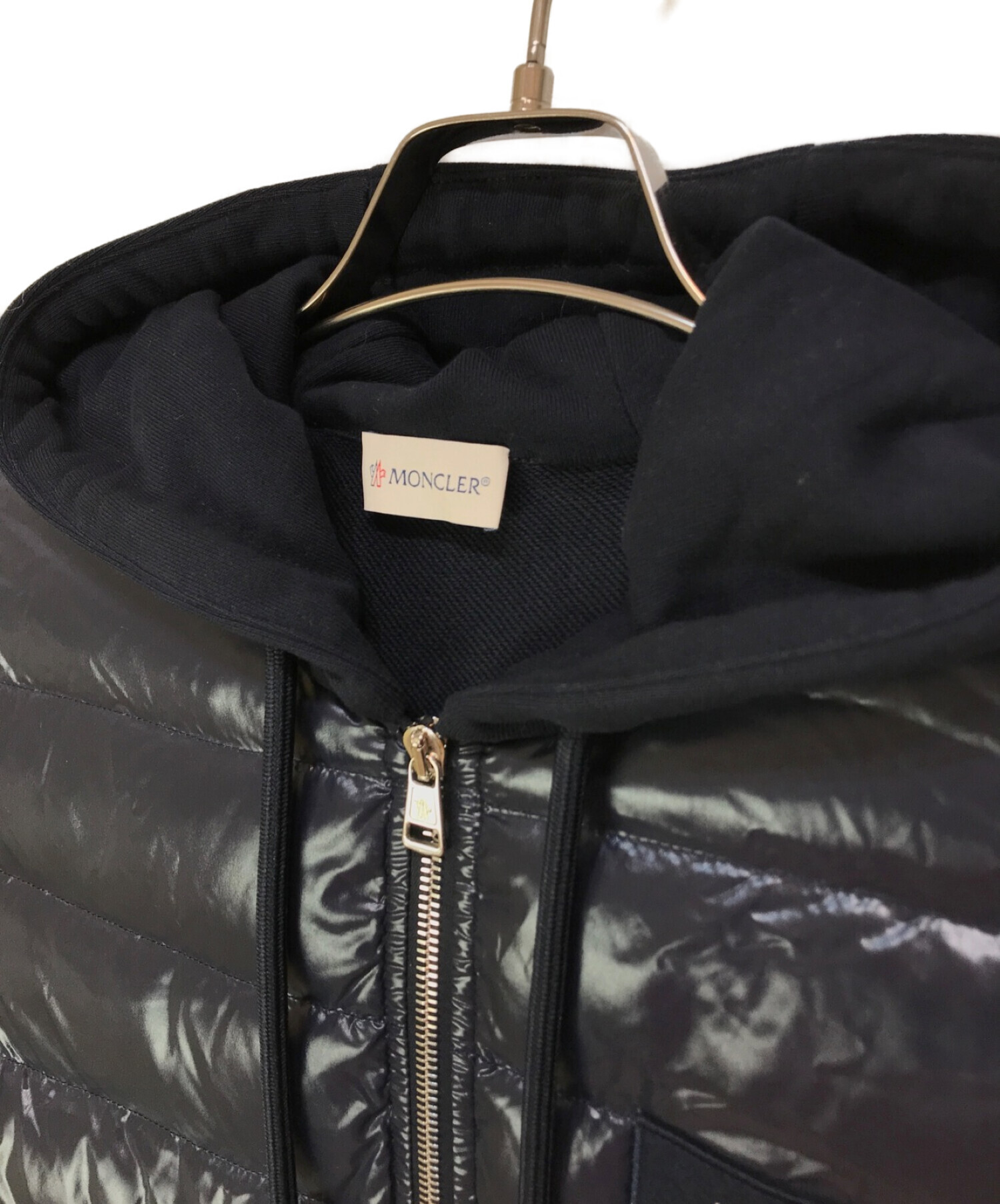 中古・古着通販】MONCLER (モンクレール) ダウン切替パーカー ネイビー