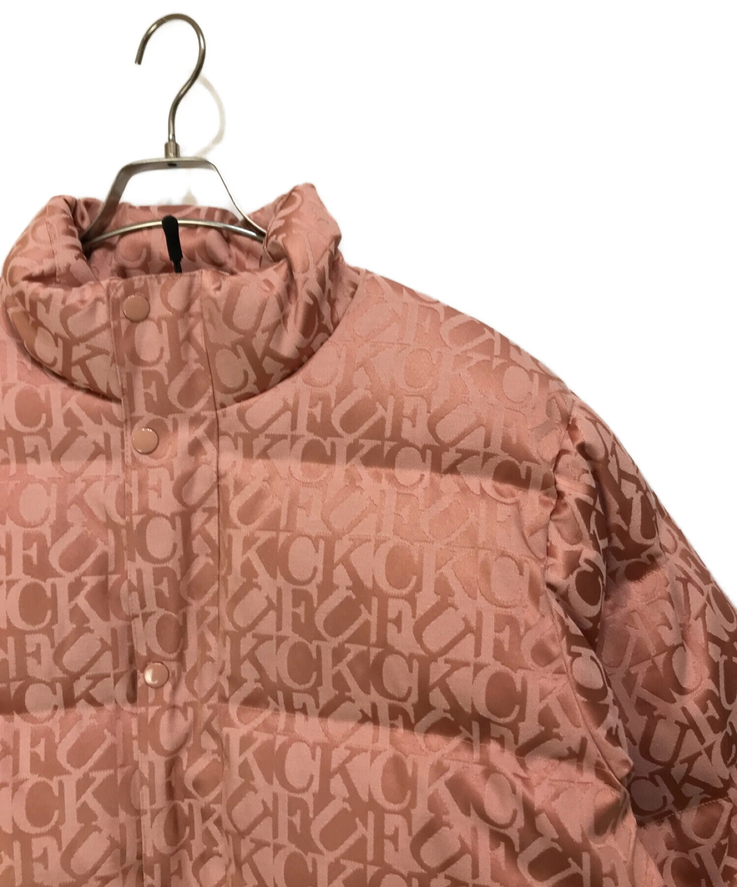 SUPREME (シュプリーム) Fuck Jacquard Puffy Jacket ダウンジャケット ピンク サイズ:Ⅿ