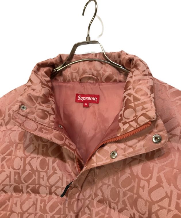 SUPREME (シュプリーム) Fuck Jacquard Puffy Jacket ダウンジャケット ピンク サイズ:Ⅿ