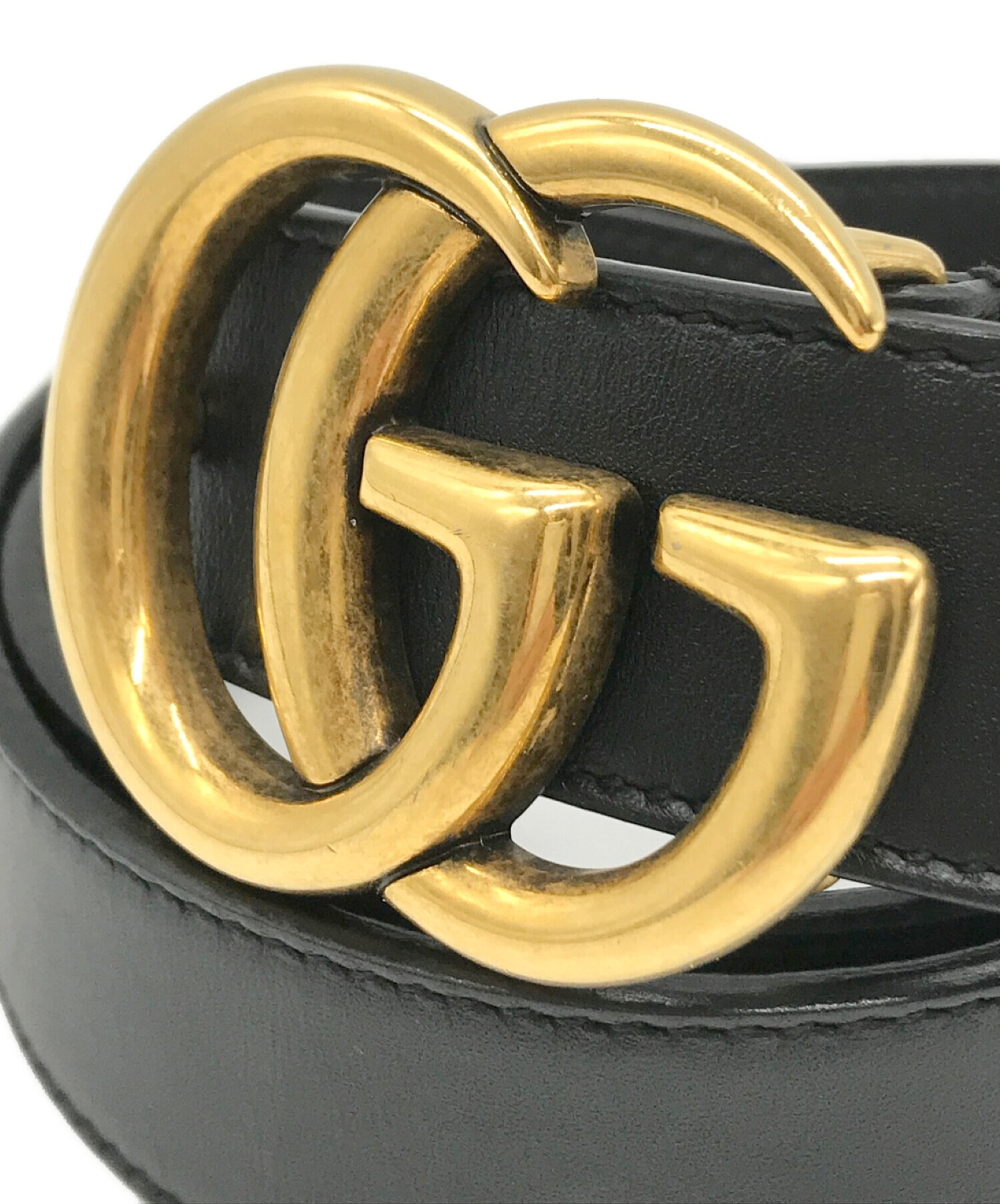 中古・古着通販】GUCCI (グッチ) GGマーモントレザーベルト ブラック