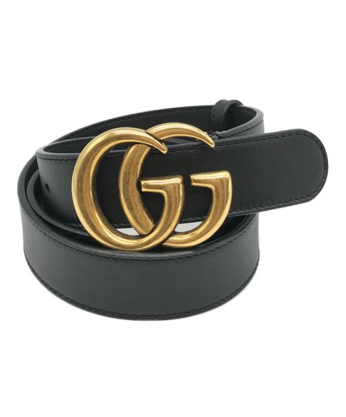 中古・古着通販】GUCCI (グッチ) GGマーモントレザーベルト ブラック