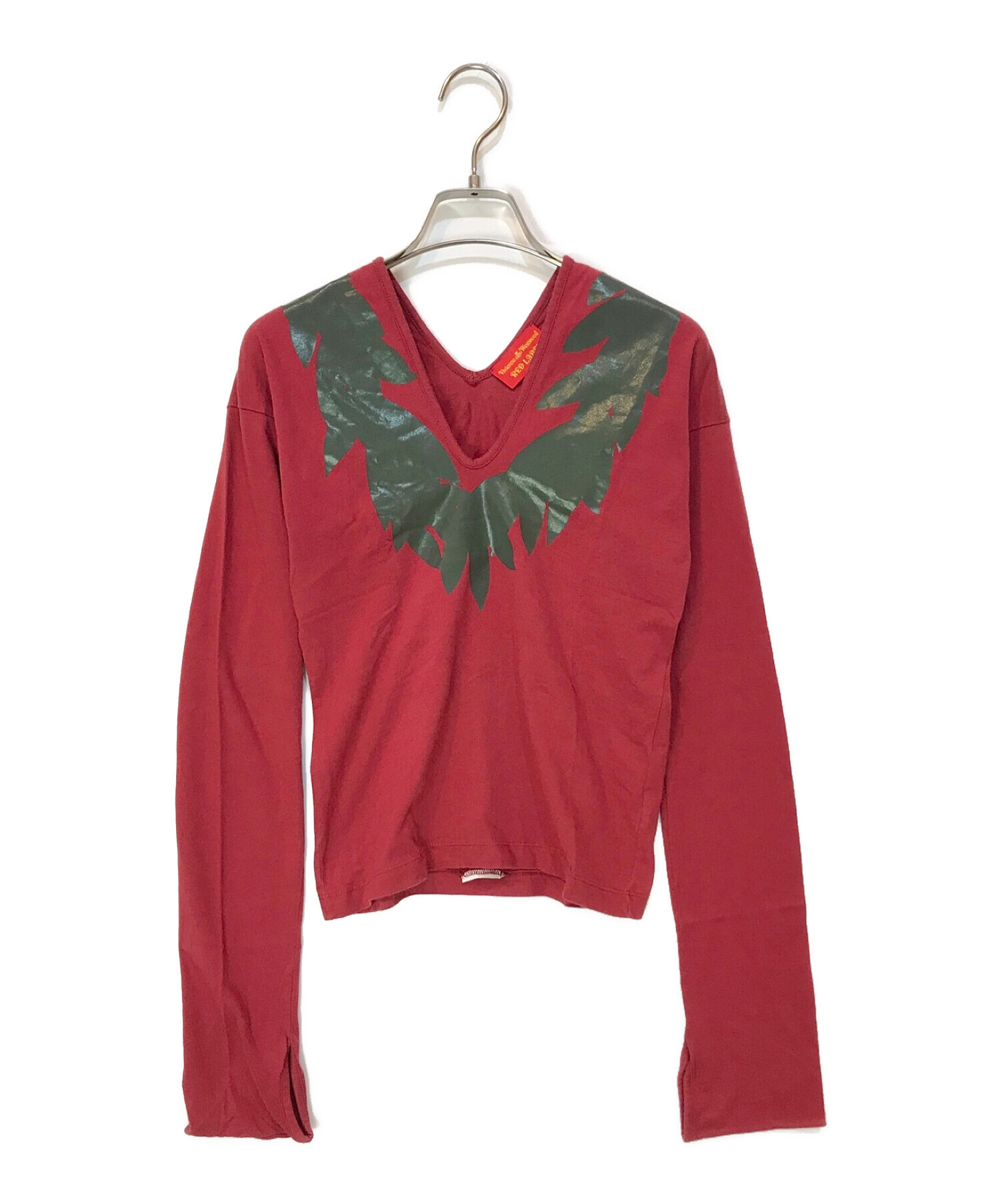 Vivienne Westwood RED LABEL (ヴィヴィアンウエストウッドレッドレーベル) VネックTシャツ レッド サイズ:S