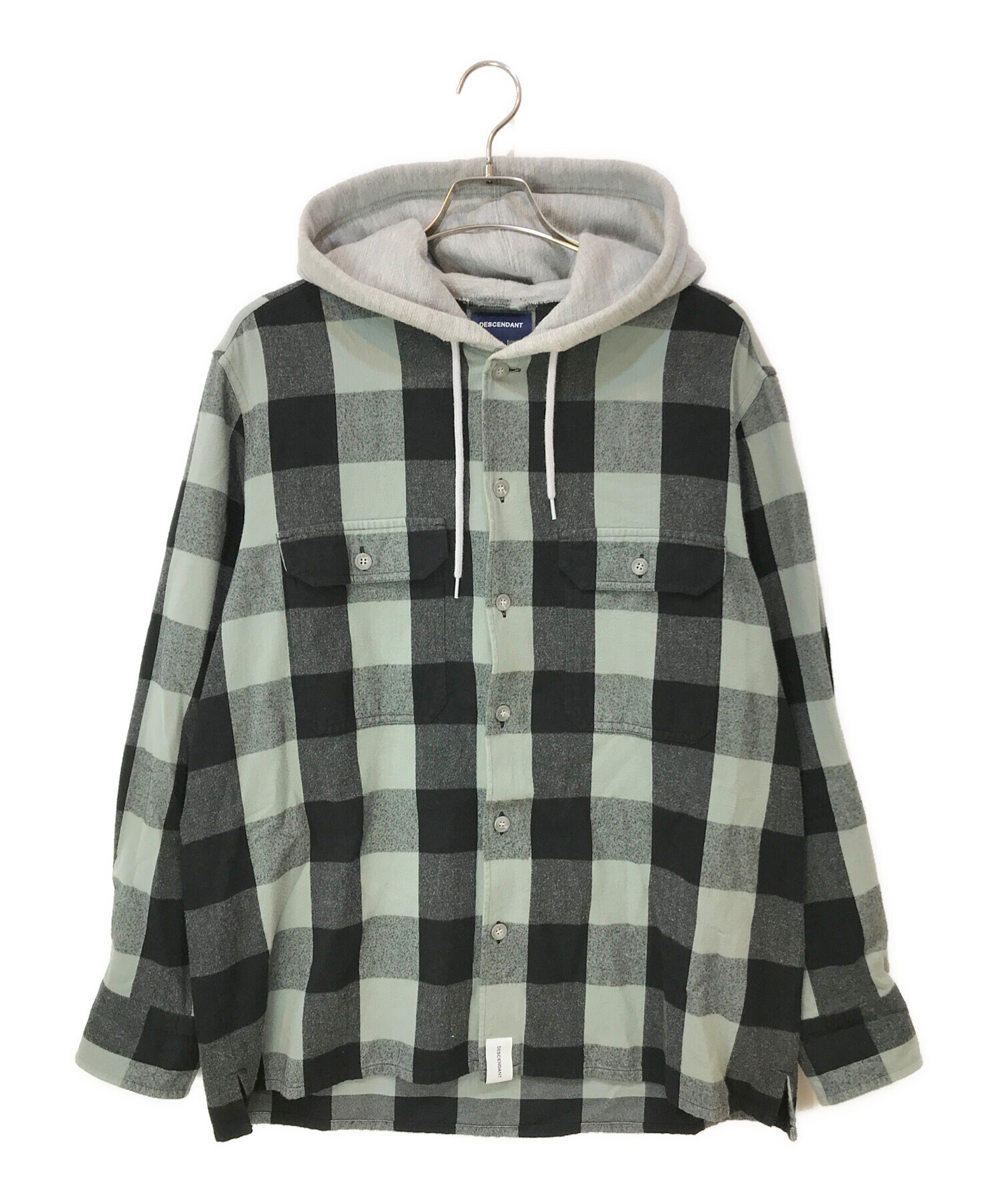 DESCENDANT (ディセンダント) SPICOLI HOODED LS SHIRT シャツ ブラック×グレー サイズ:3