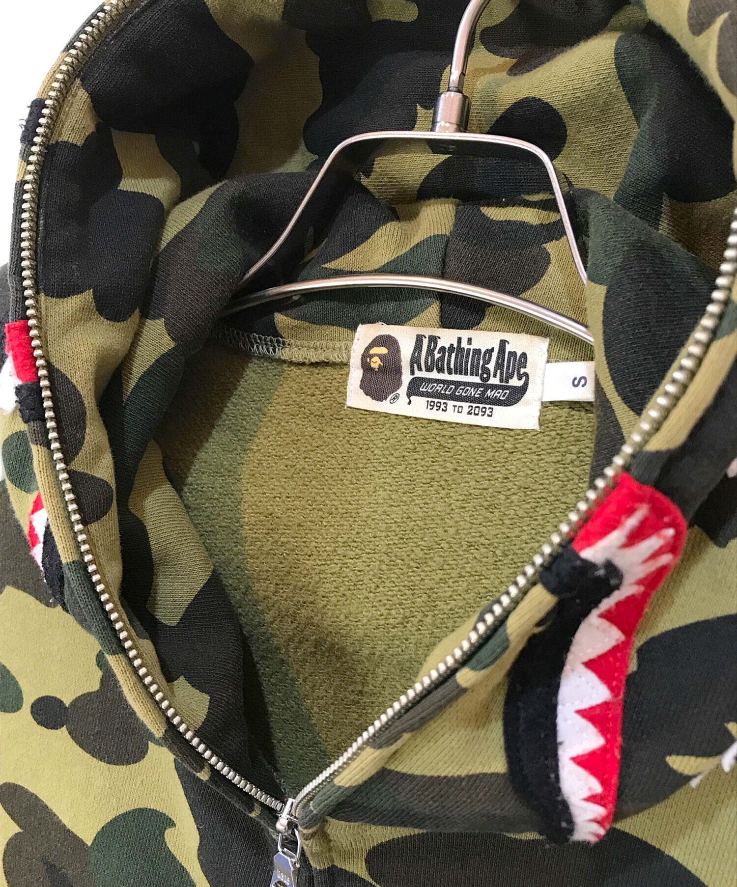 A BATHING APE (アベイシングエイプ) Shark Parker シャークパーカー オリーブ サイズ:S