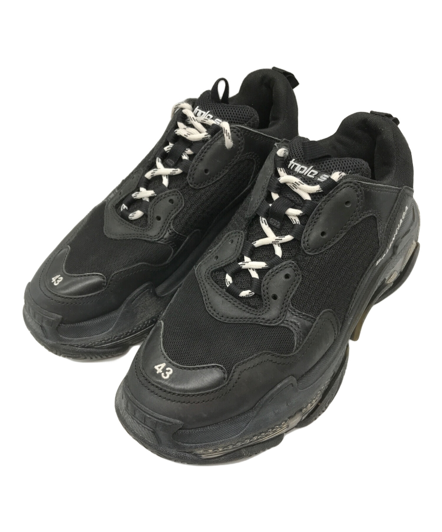 BALENCIAGA (バレンシアガ) TRIPLE S CLEAR SOLE TRAINER ローカットスニーカー ブラック サイズ:UK9