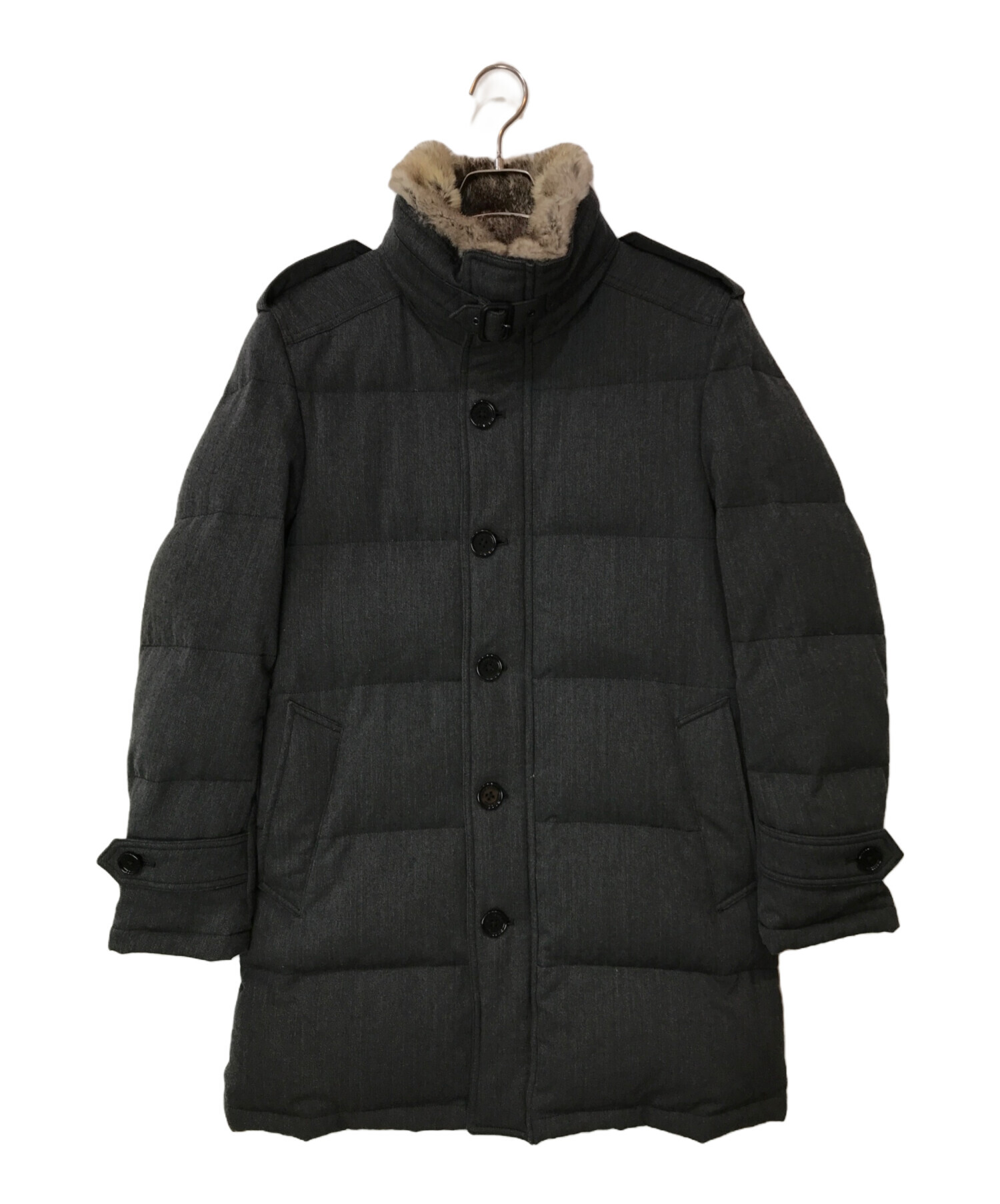 中古・古着通販】BURBERRY BLACK LABEL (バーバリーブラックレーベル) ラビットファー ダウン コート グレー サイズ:M｜ブランド・古着通販  トレファク公式【TREFAC FASHION】スマホサイト