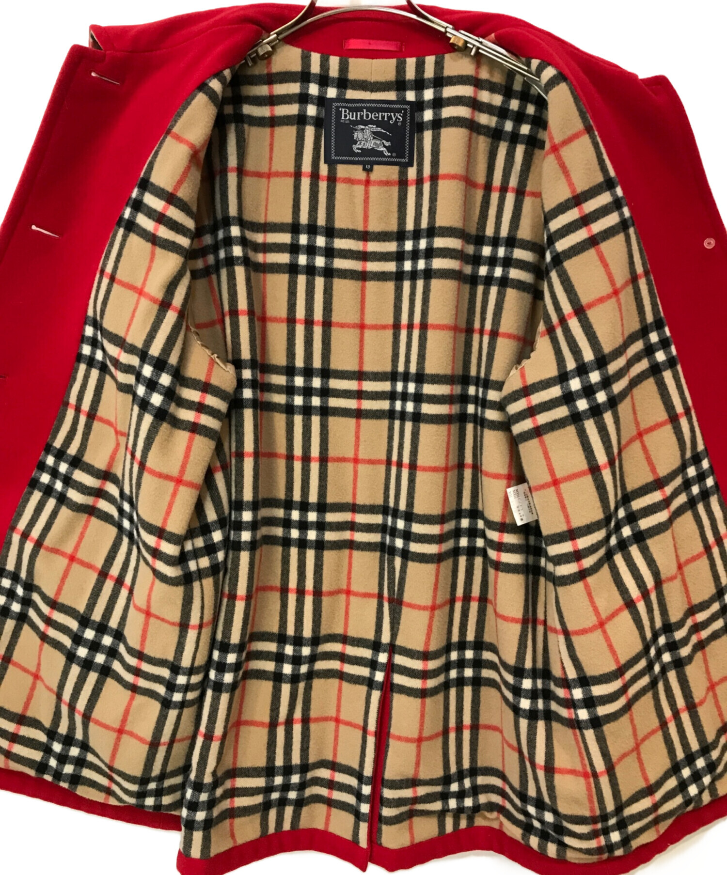 中古・古着通販】Burberry's (バーバリーズ) 金釦カシミヤ混ウールステンカラーコート レッド サイズ:13｜ブランド・古着通販  トレファク公式【TREFAC FASHION】スマホサイト