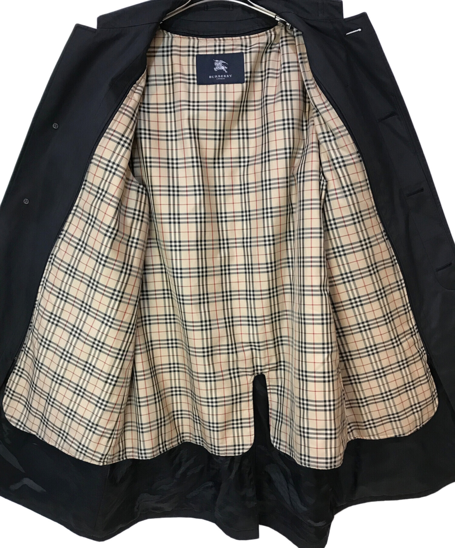 中古・古着通販】BURBERRY LONDON (バーバリーロンドン) ノヴァチェック柄ライナー付ステンカラーコート ブラック サイズ:L｜ブランド・ 古着通販 トレファク公式【TREFAC FASHION】スマホサイト