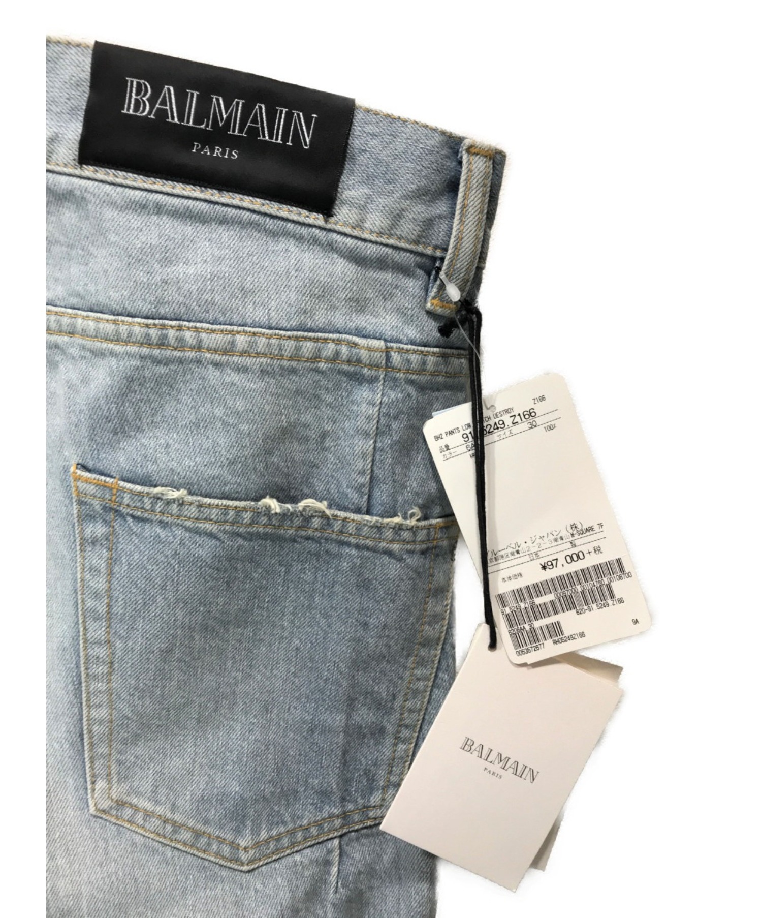 BALMAIN (バルマン) ウォッシュド加工デニムパンツ インディゴ サイズ:W30 RH05249Z166 19SS