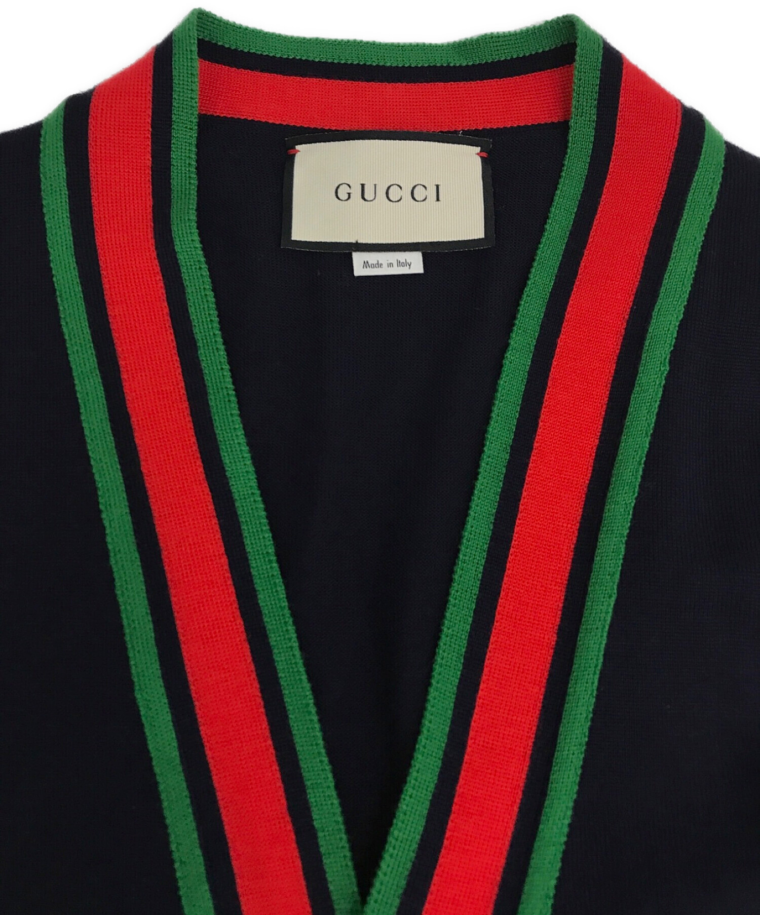 GUCCI (グッチ) シェリーラインカーディガン ネイビー サイズ:M