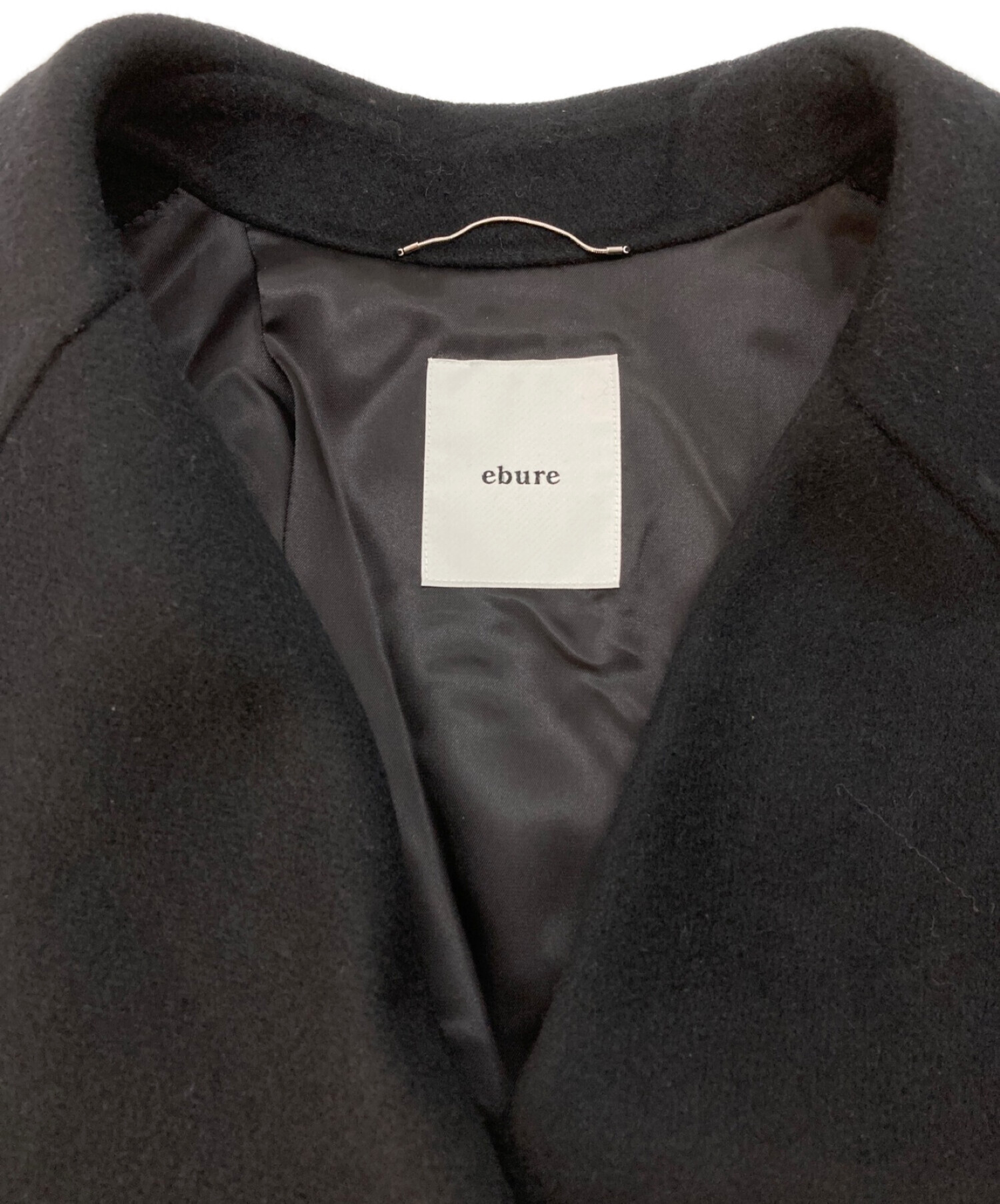 EBURE (エブール) スーパー120'S ウール ビックカラー ダブルビーバー オーバー コート ブラック サイズ:36