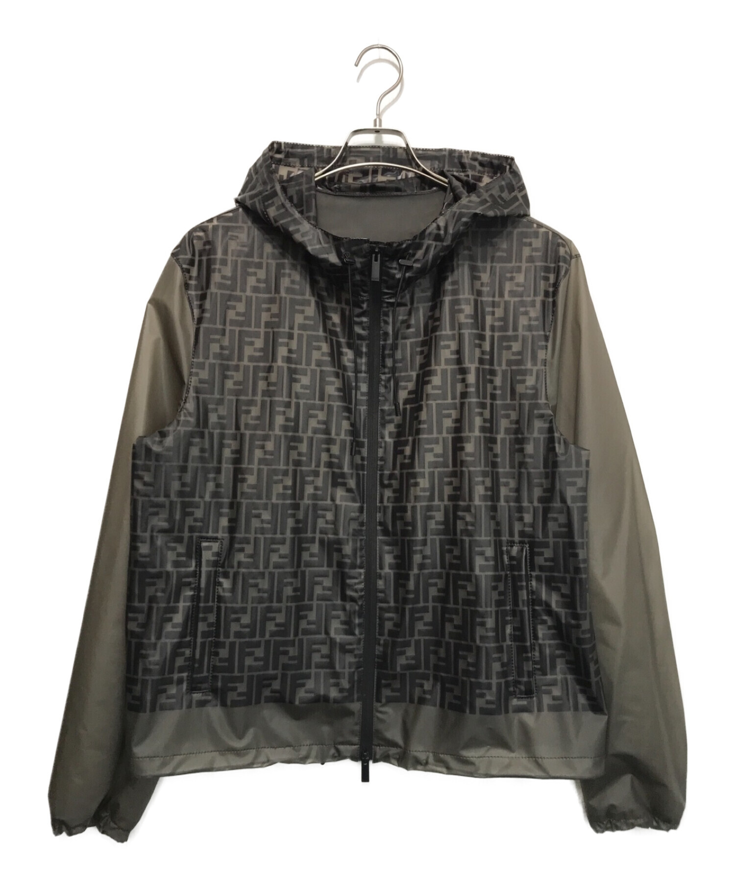 FENDI (フェンディ) Allover FF Windbreaker jacket/ズッカレインパーカー ブラウン サイズ:48