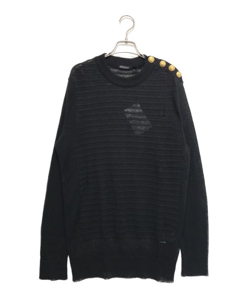 中古・古着通販】BALMAIN (バルマン) 金釦ダメージ加工 ボーダー