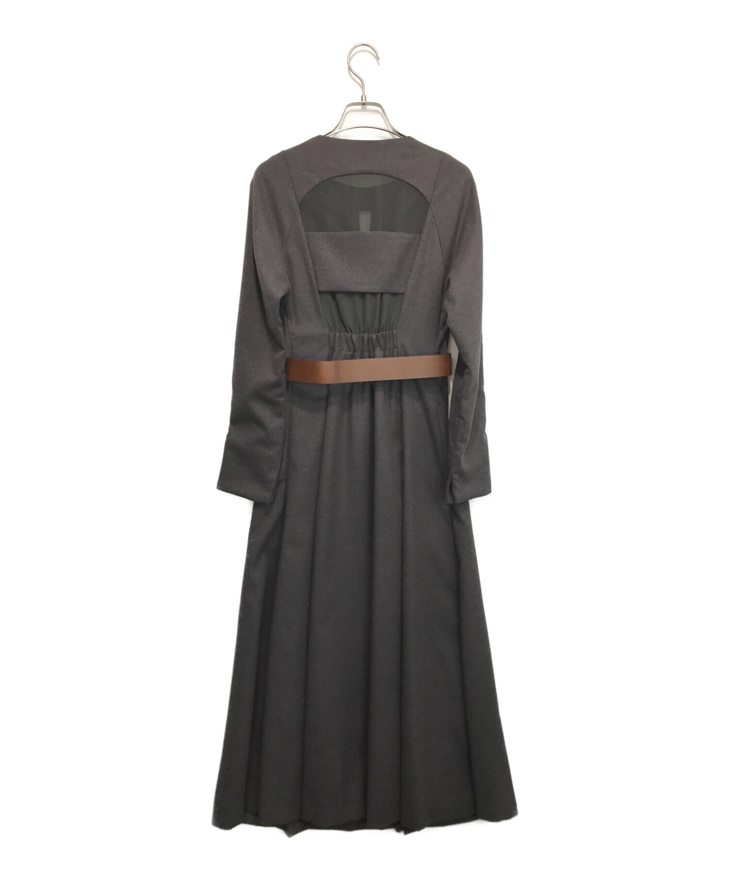 AMERI (アメリ) BELTED TUCK PLEATS DRESS グレー サイズ:S