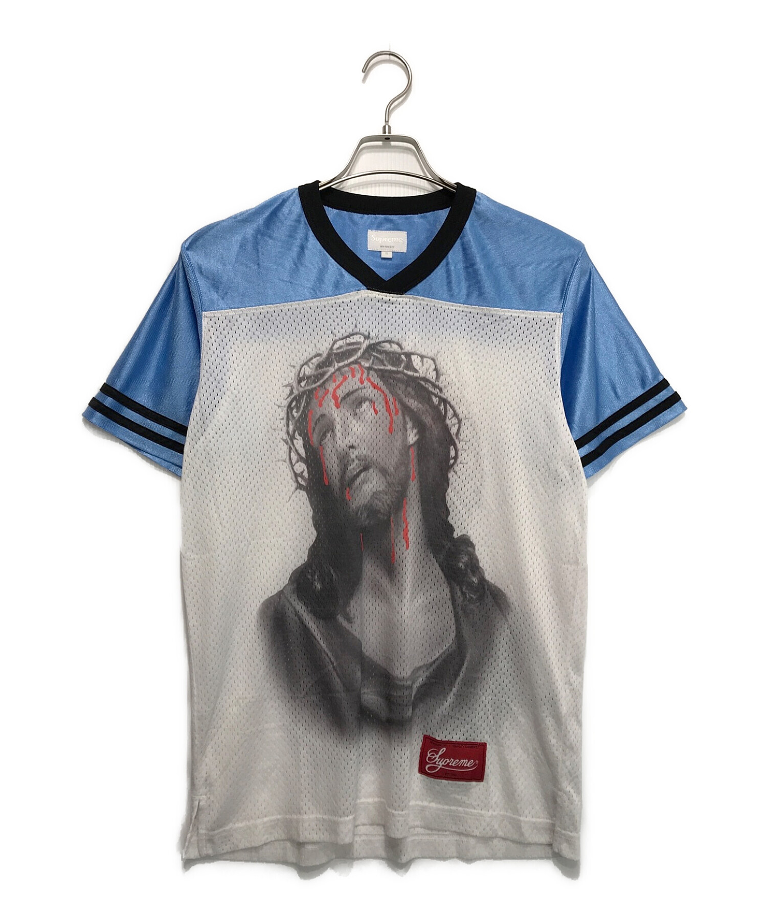 Supreme (シュプリーム) Jesus Football TopメッシュＴシャツ ネイビー×ホワイト サイズ:S