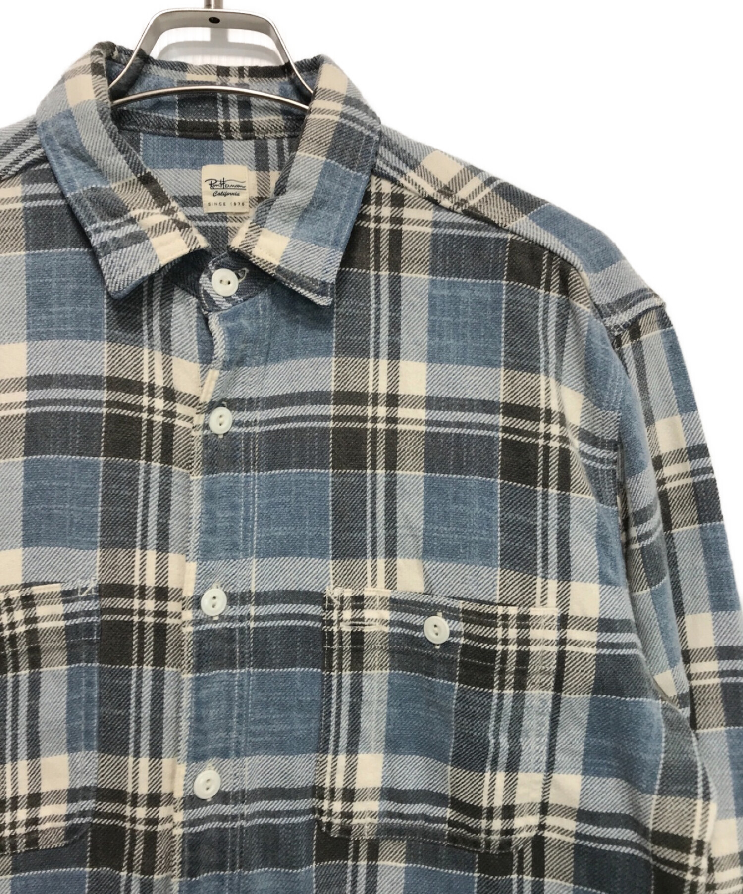 Ron Herman (ロンハーマン) チェックシャツ ネイビー×グレー サイズ:L