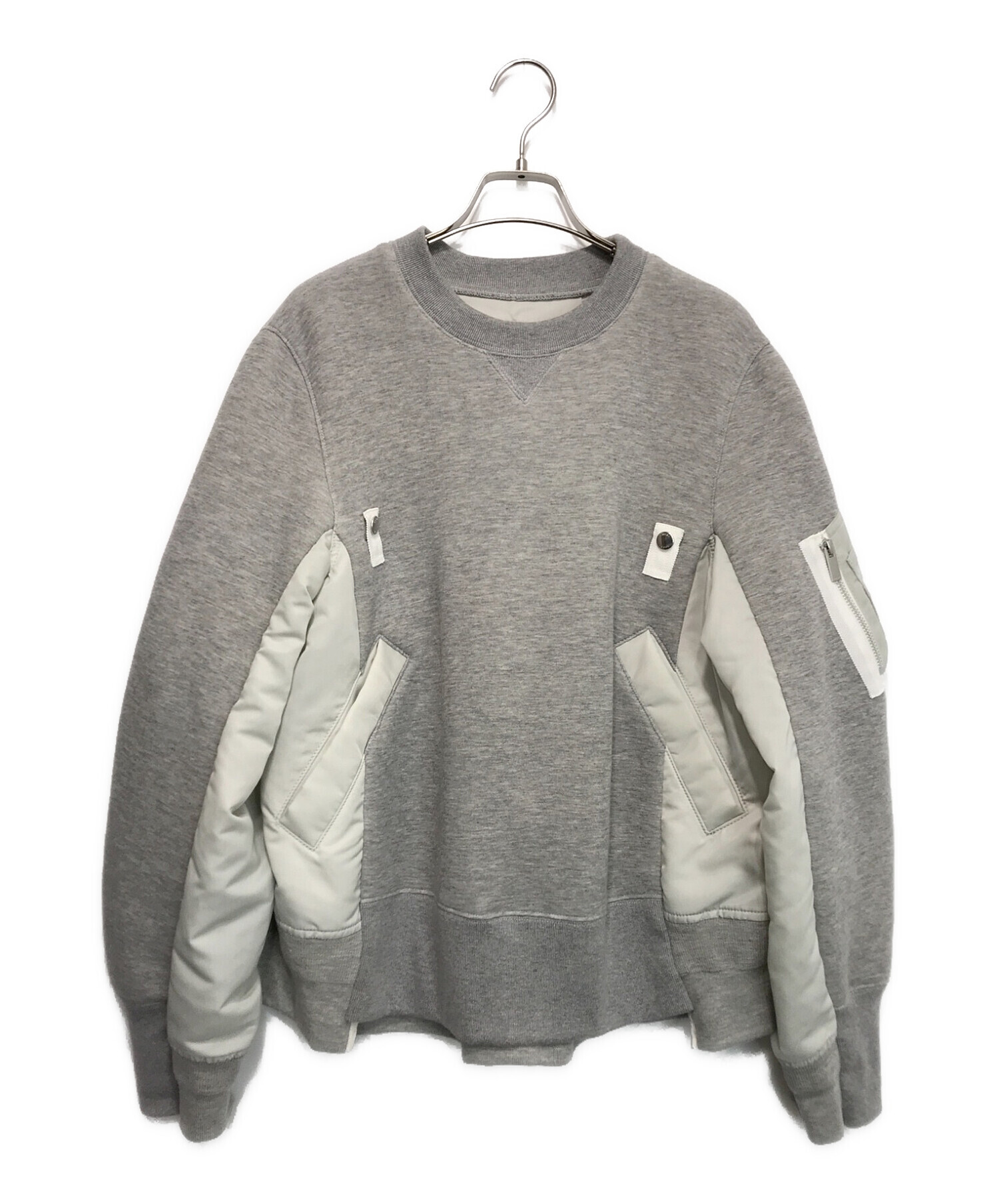 sacai (サカイ) NYLON TWILL MIX PULLOVER グレー サイズ:2