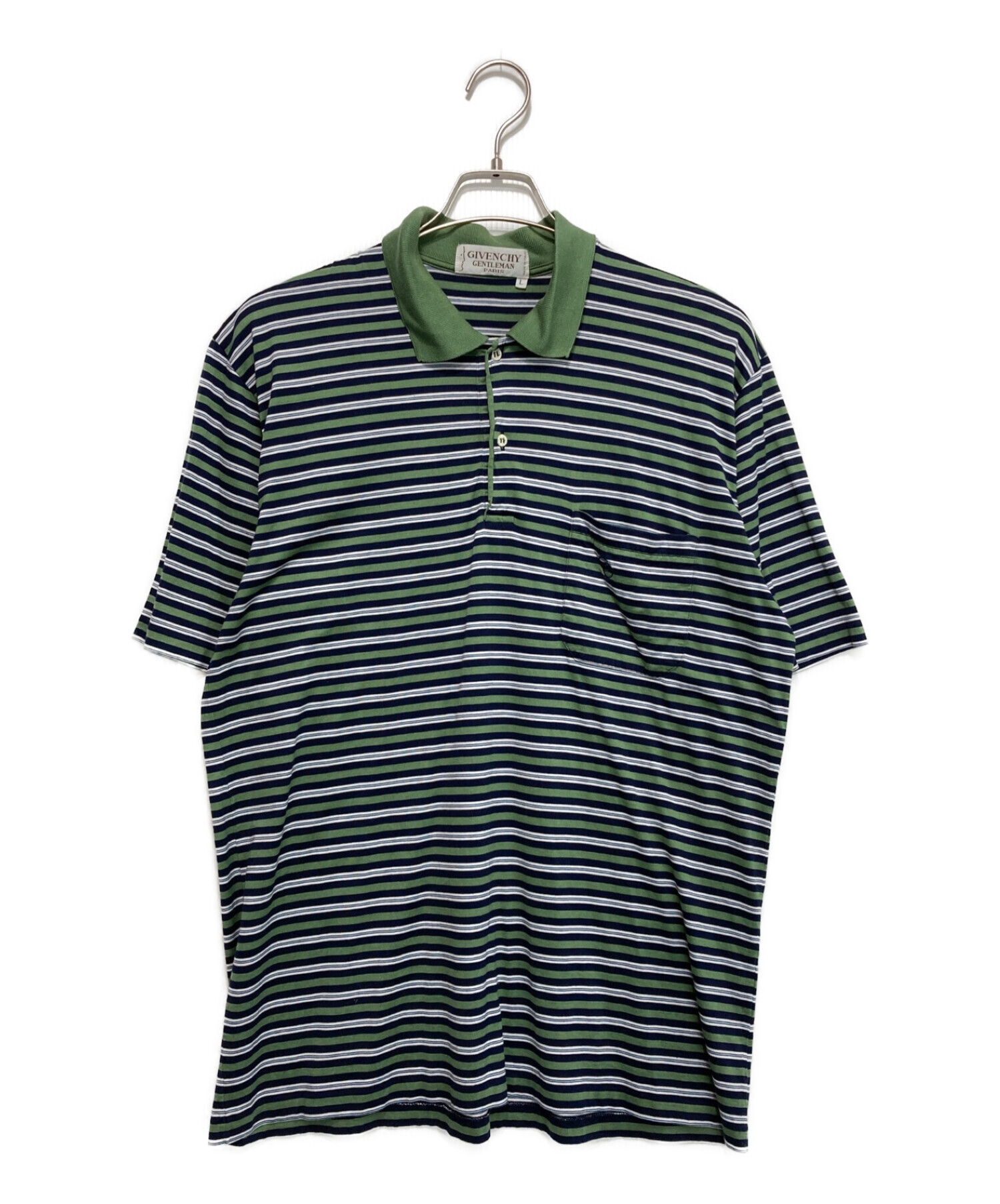GIVENCHY (ジバンシィ) 【OLD】ボーダーポロシャツ グリーン×ネイビー サイズ:L