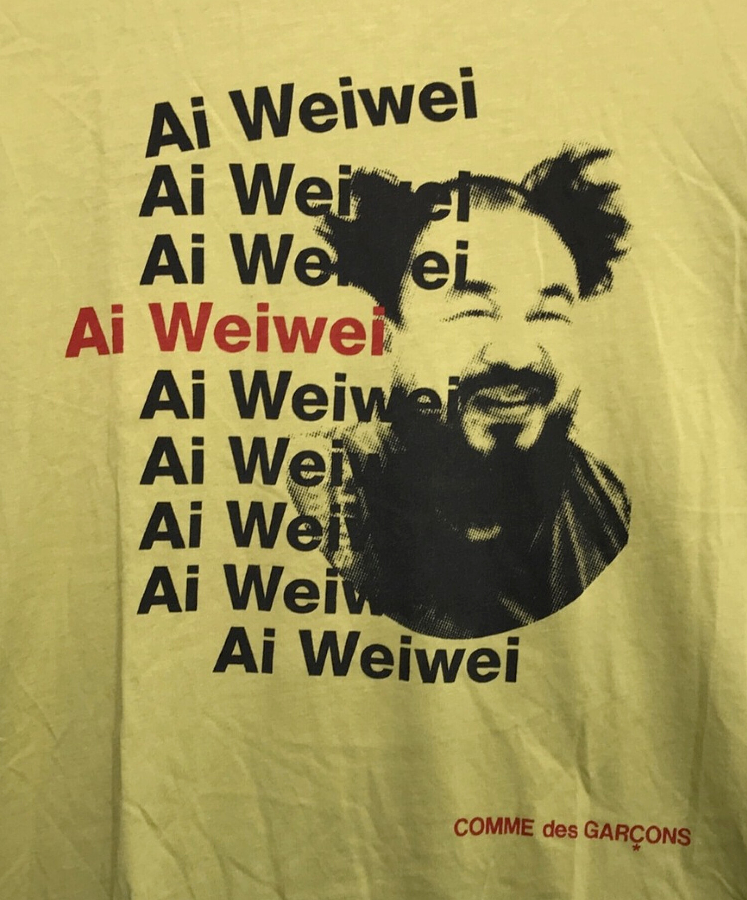 COMME des GARCONS (コムデギャルソン) Ai WeiWei (アイ・ウェイウェイ) プリントTシャツ イエロー サイズ:M