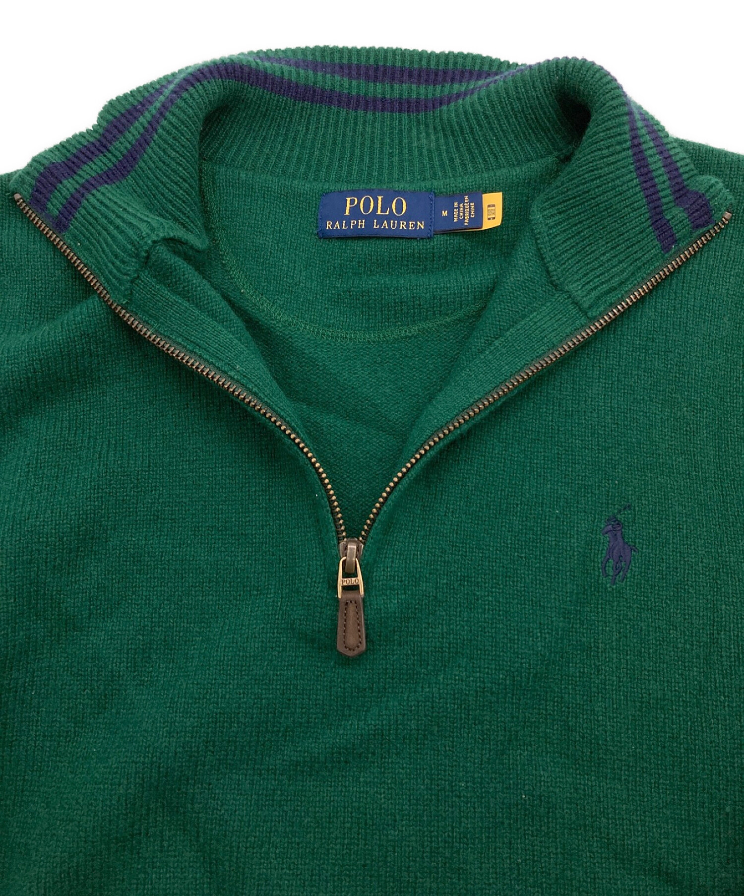 POLO RALPH LAUREN (ポロ・ラルフローレン) ハーフジップニット グリーン サイズ:M