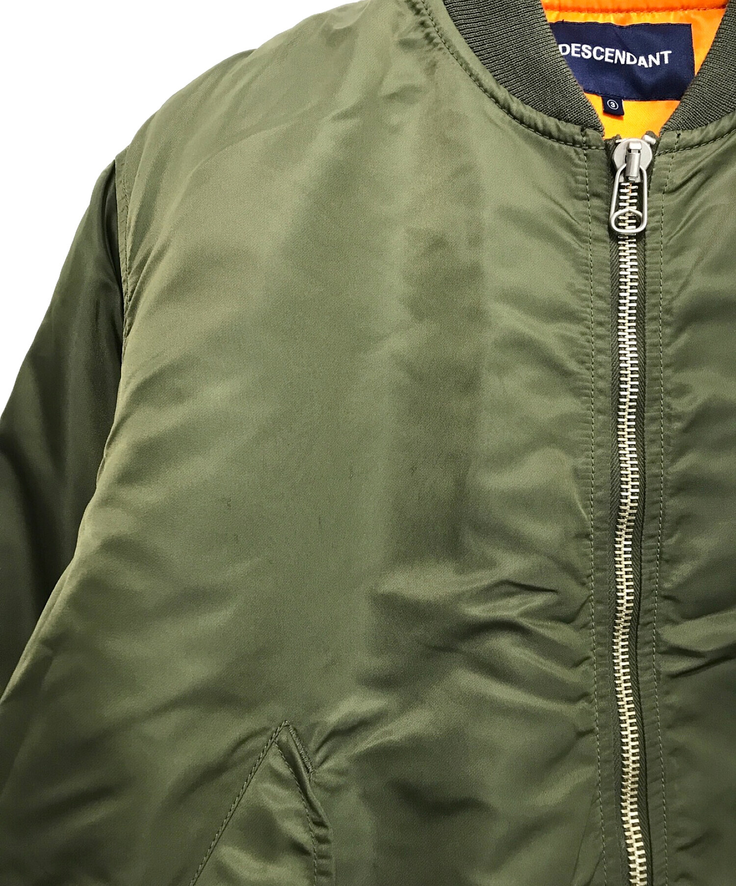 DESCENDANT (ディセンダント) MA-1ジャケット オリーブ サイズ:SIZE 3