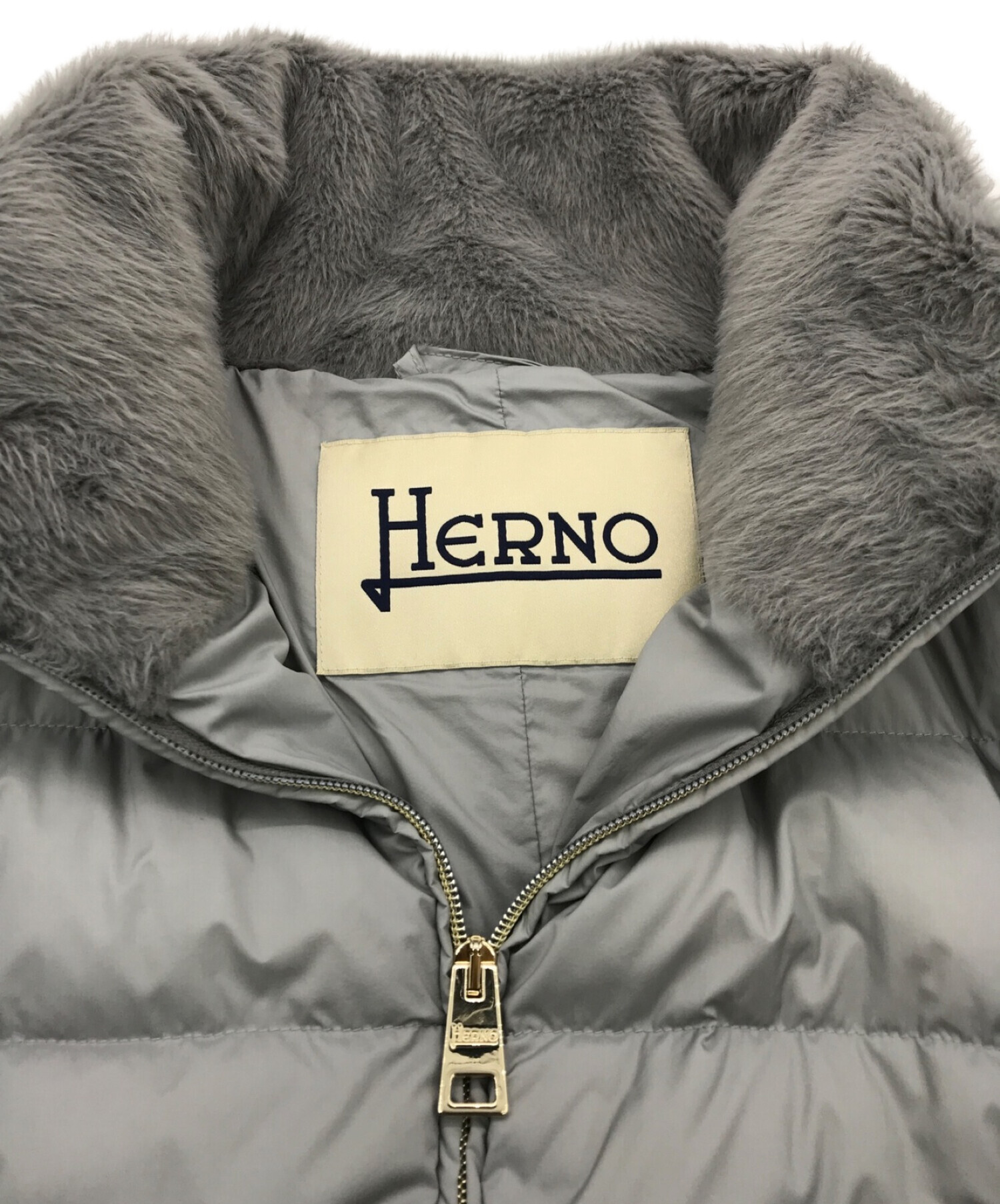 HERNO (ヘルノ) ニットドッキングダウンジャケット グレー サイズ:42