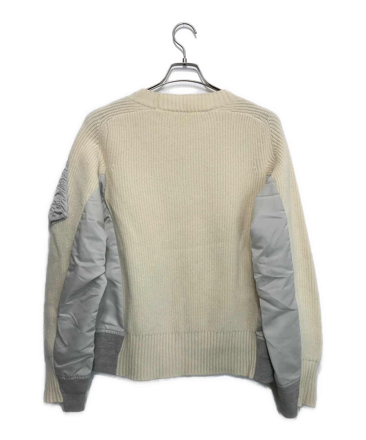 sacai (サカイ) Wool Knit x Nylon Twill Pullover ホワイト サイズ:3