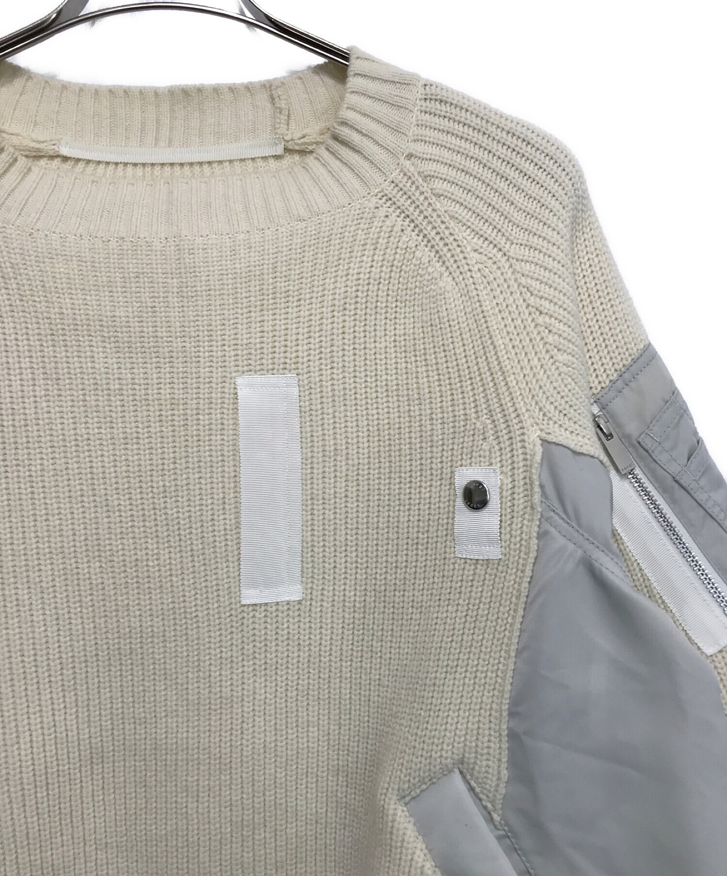 sacai (サカイ) Wool Knit x Nylon Twill Pullover ホワイト サイズ:3